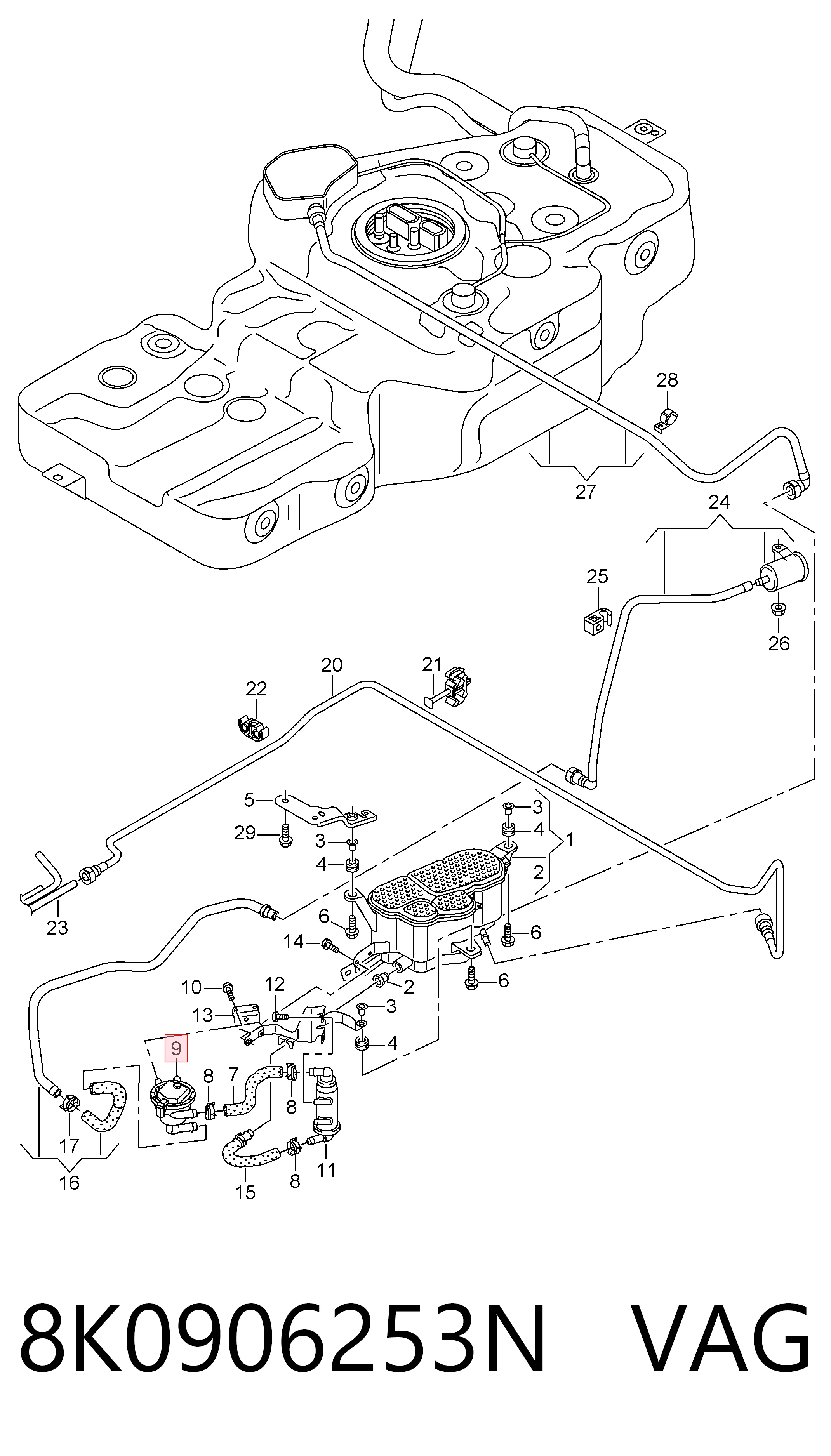 Válvula de purga de vapores de combustible VAG 8K0906253N precio, desde 221,07 EUR