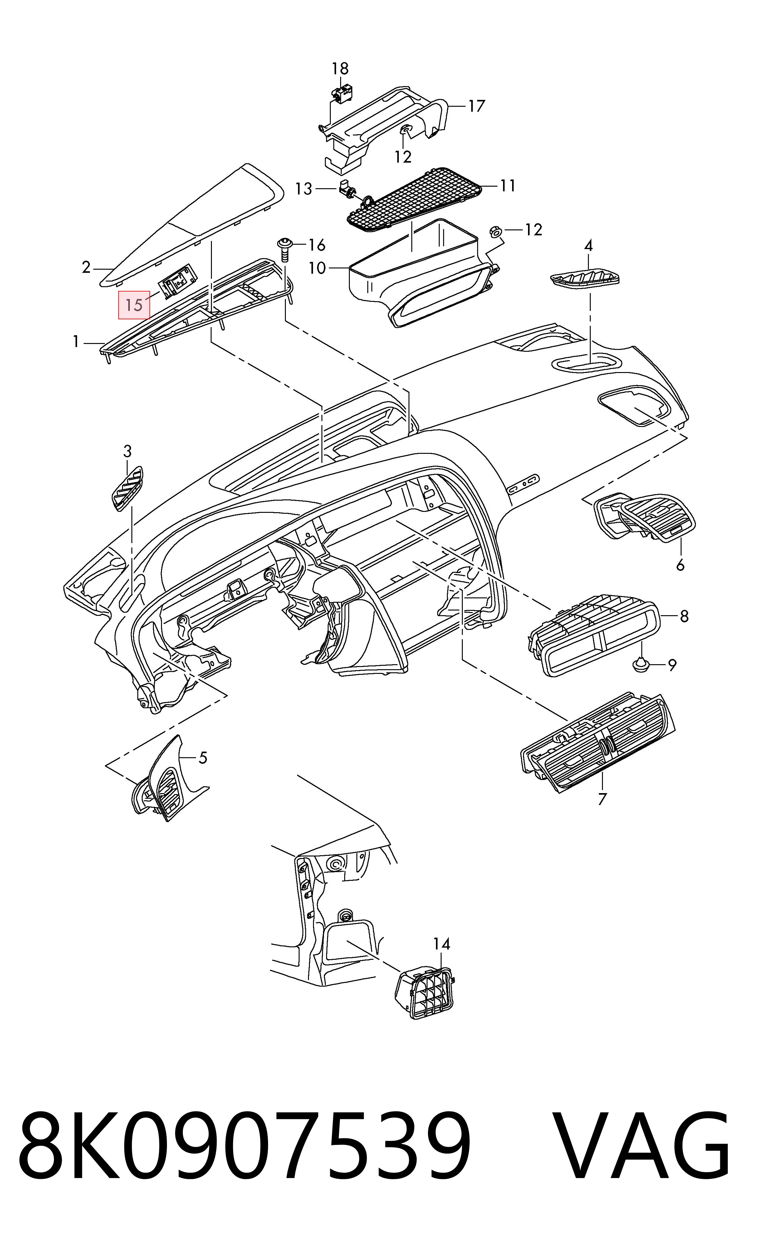 8K0907539 VAG Sensor de luz interior