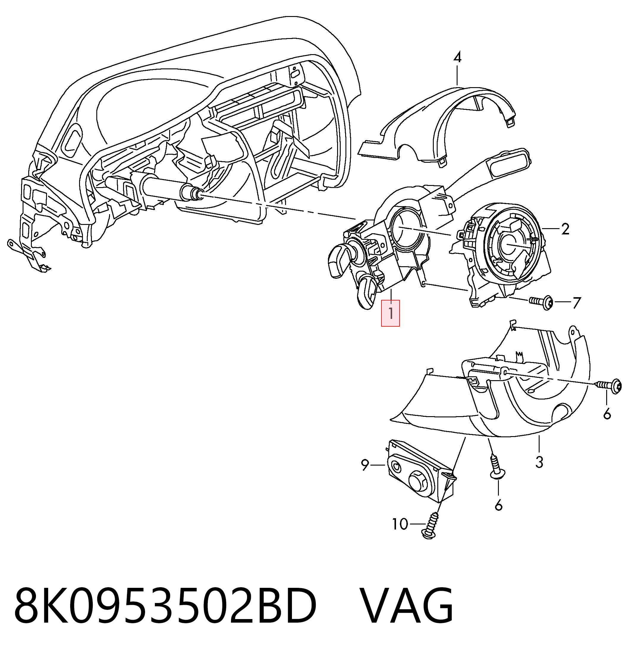 8K0953502BD VAG Mando bajo volante