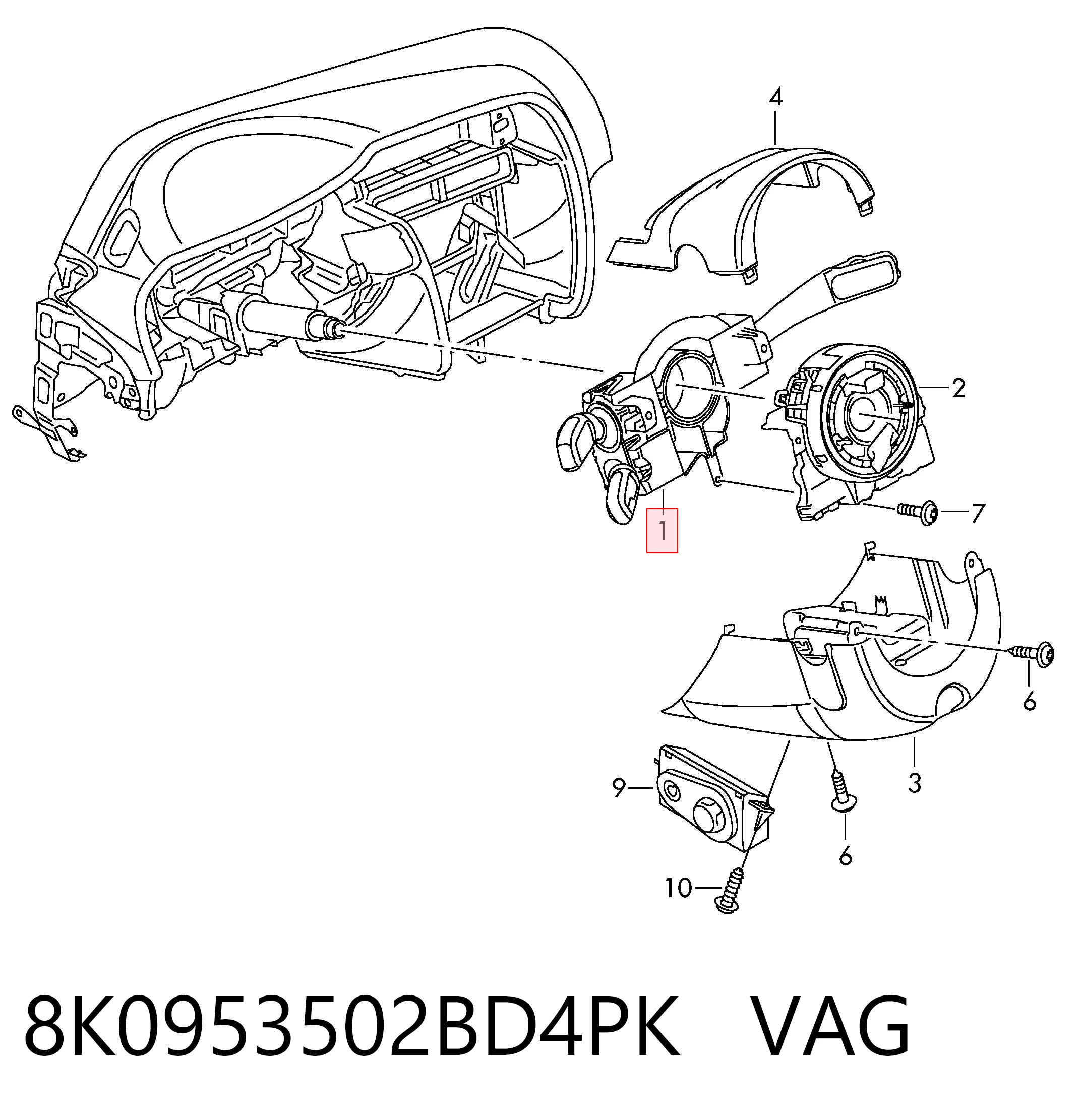 8K0953502BD4PK VAG Mando bajo volante