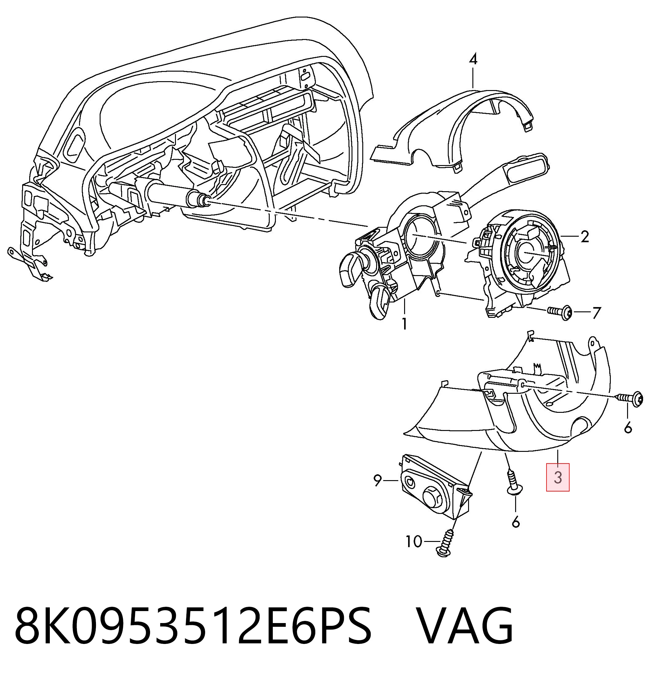 8K0953512E6PS VAG Cubierta protectora de la dirección