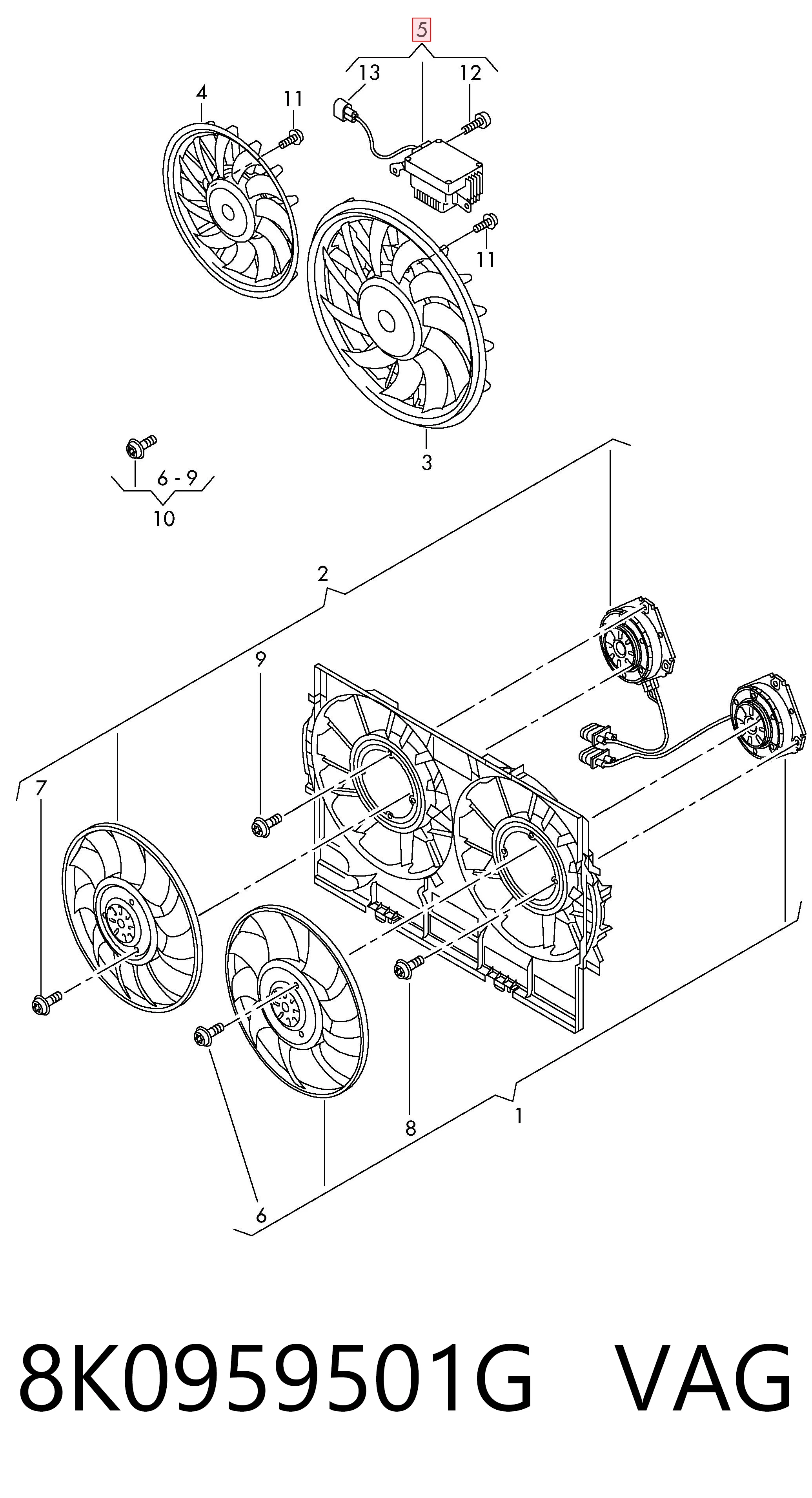 8K0959501G VAG Regulador de velocidad del ventilador de refrigeración (unidad de control)