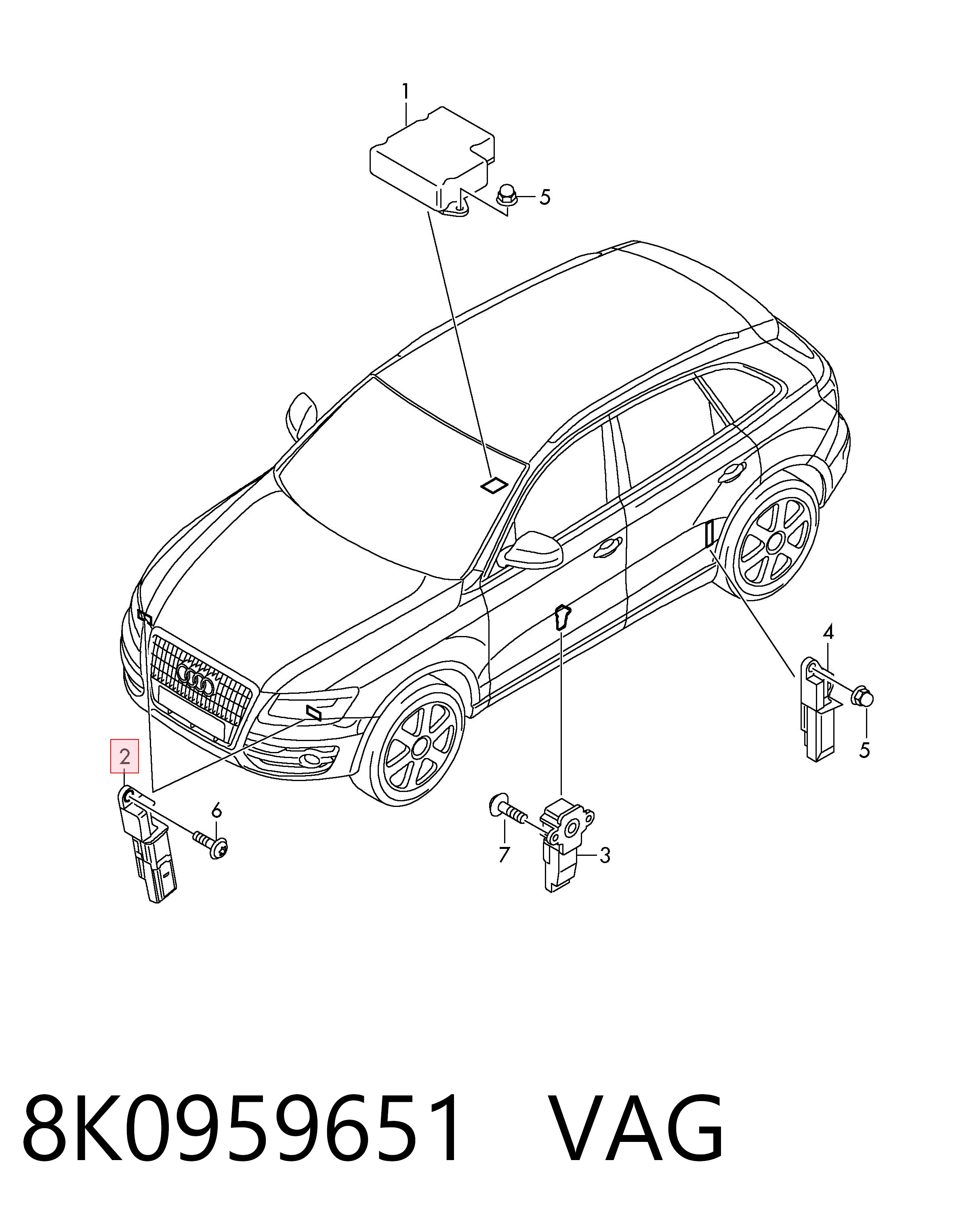 8K0959651 VAG Sensor de airbag delantero