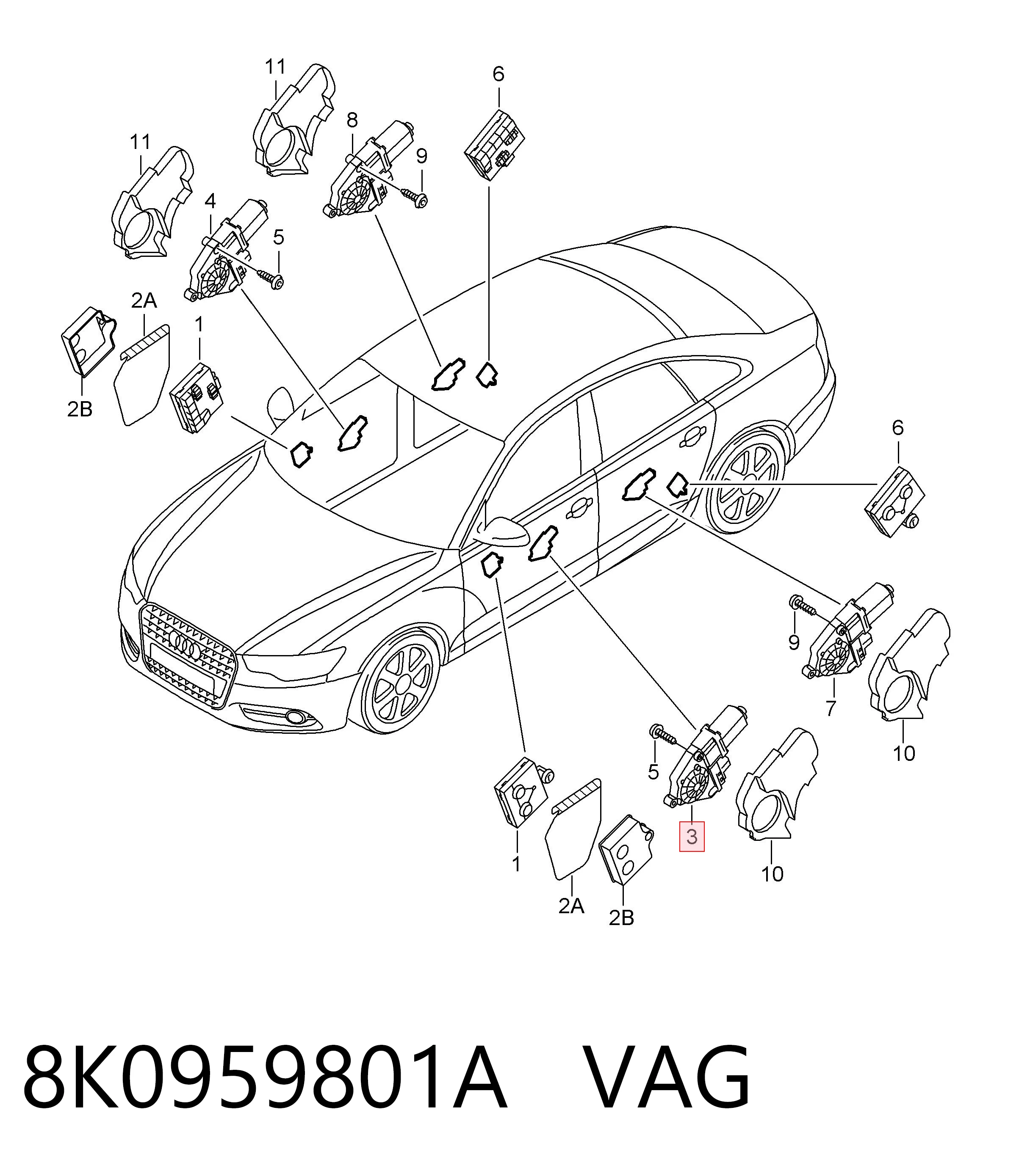 8K0959801A VAG Motor elevalunas, puerta delantera izquierda