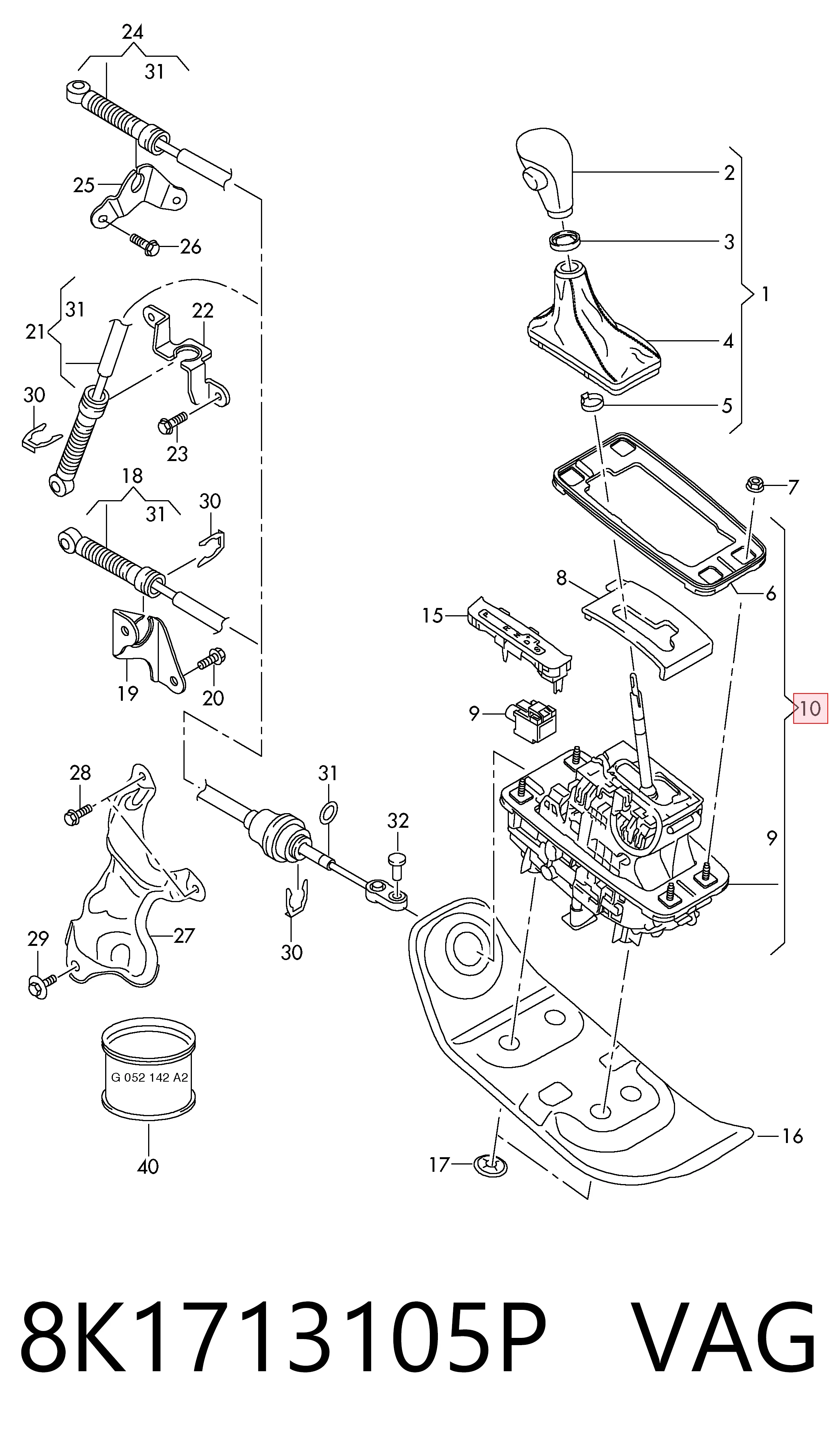 Palanca selectora cambio de marcha para Audi A5 Sportback 8TA