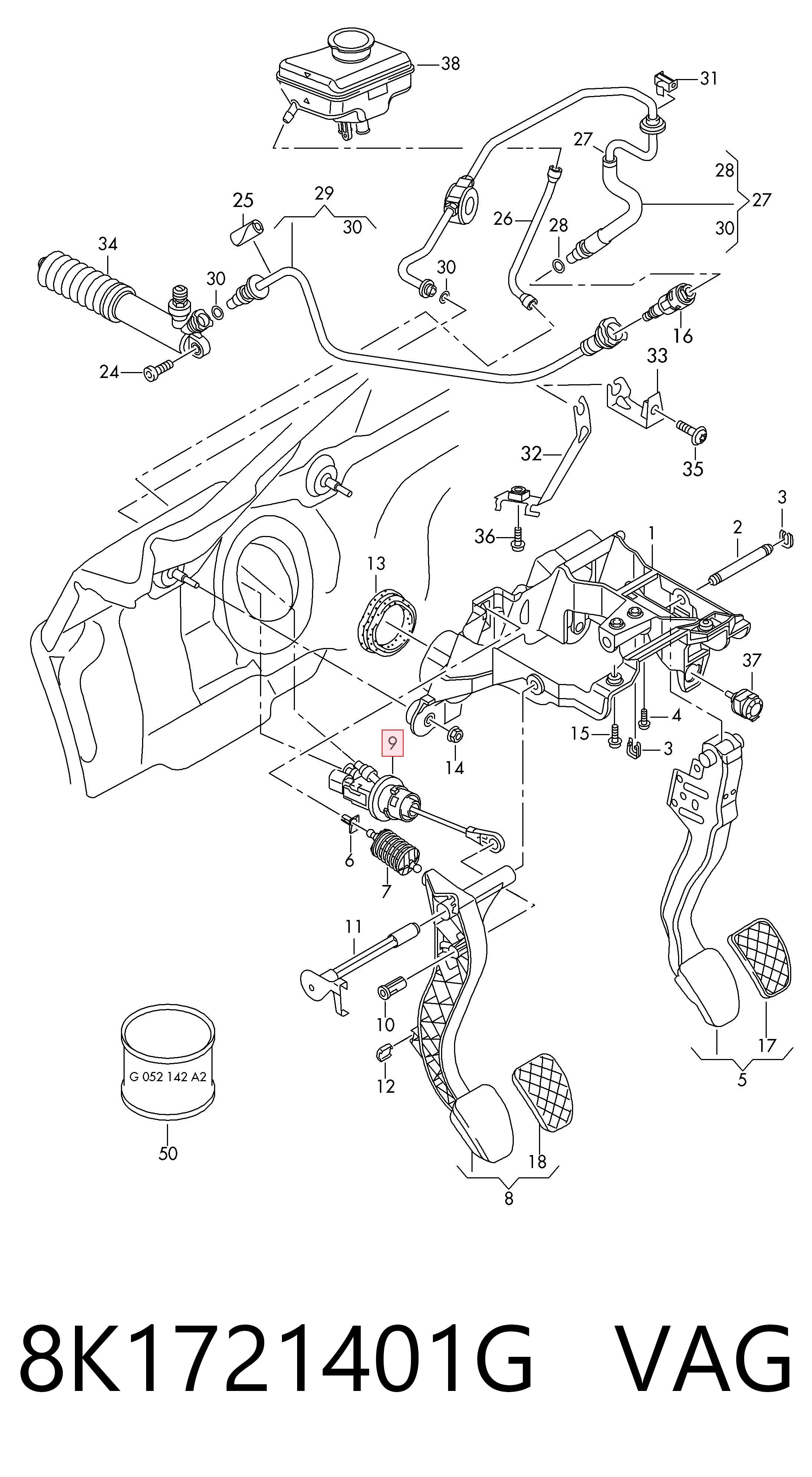 8K1721401G VAG Cilindro maestro de clutch