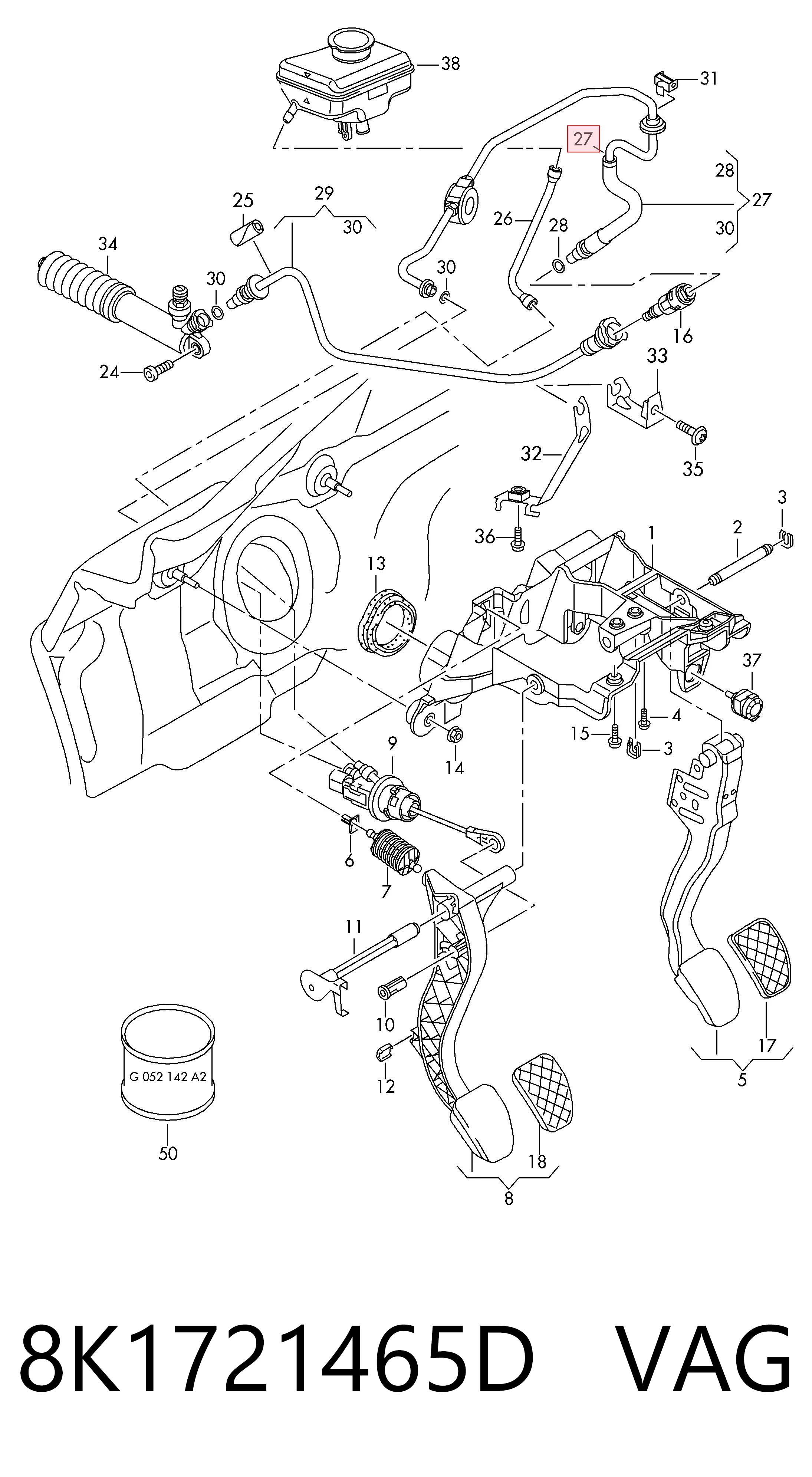 Tubo flexible de embrague para Audi A4 B8 8K2