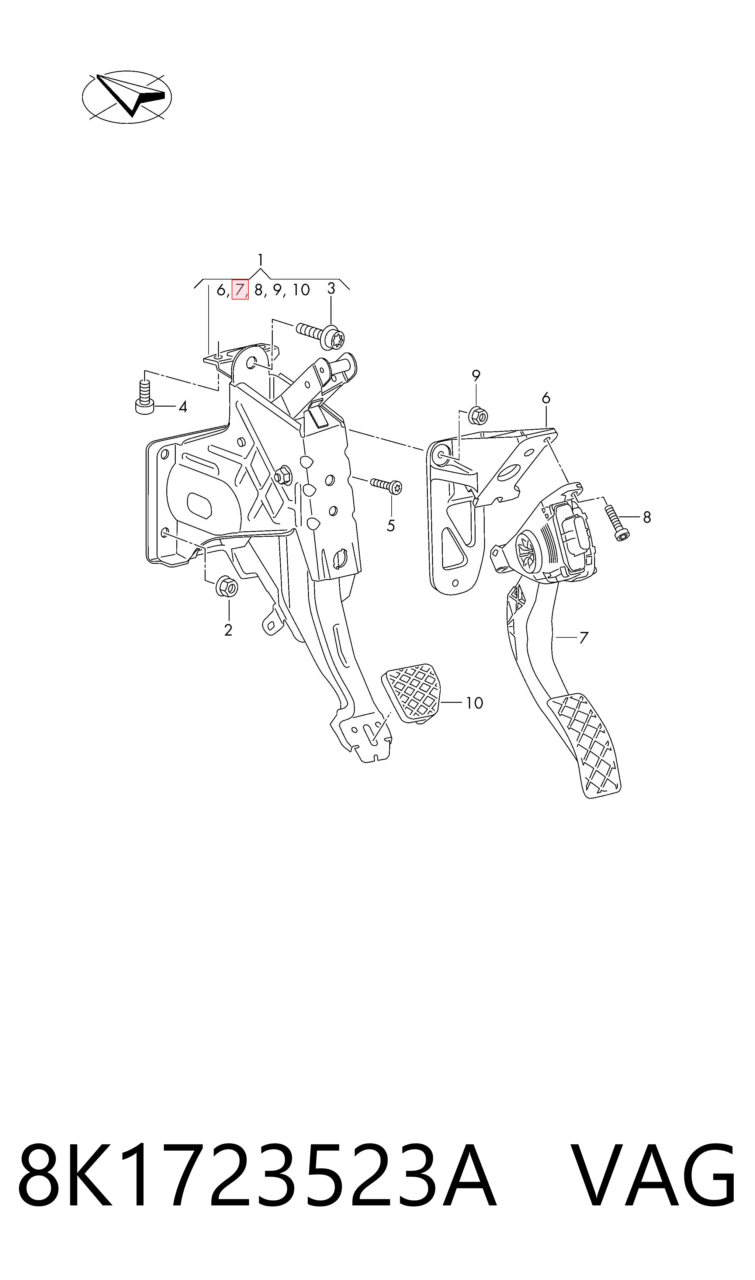 8K1723523A VAG Pedal de aceleracion