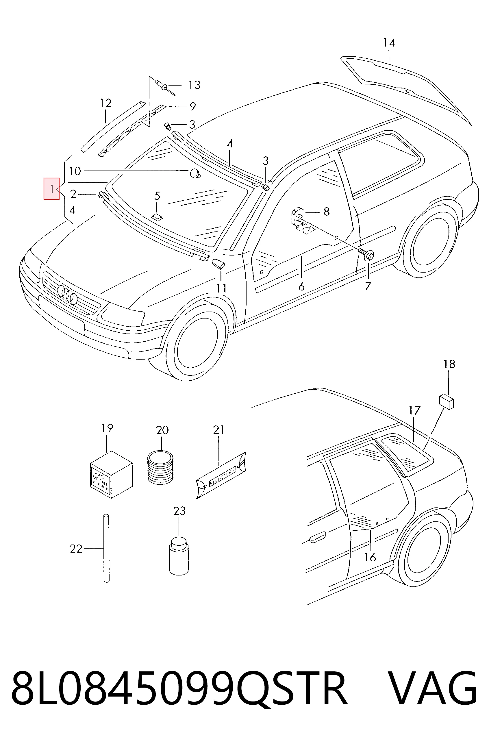 Cristal parabrisas Audi A3 hatchback (8L1) (1996 - 2003) precio, desde 153,58 EUR