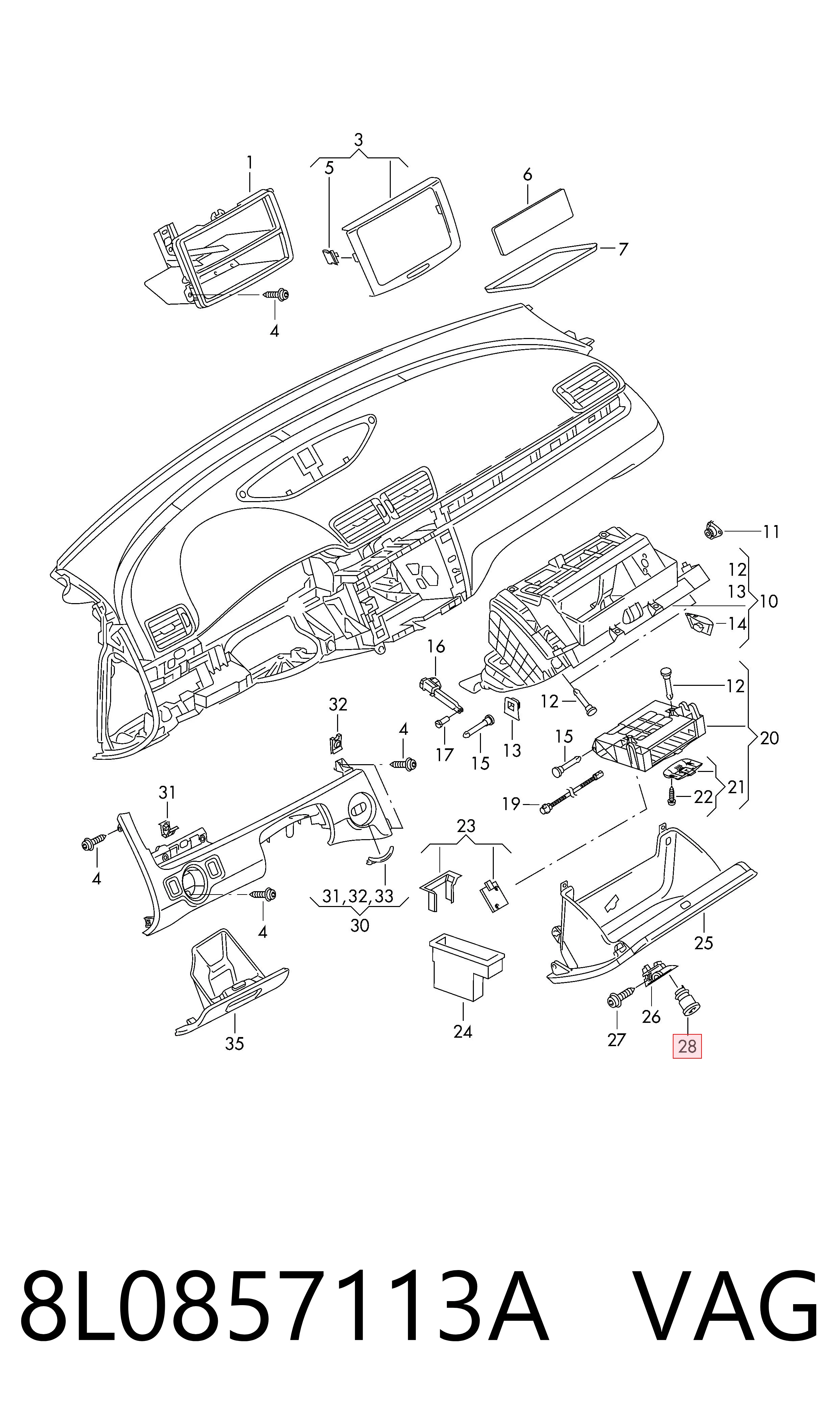 Comprar 8L0857113F Bentley Cilindro de cerradura de la guantera