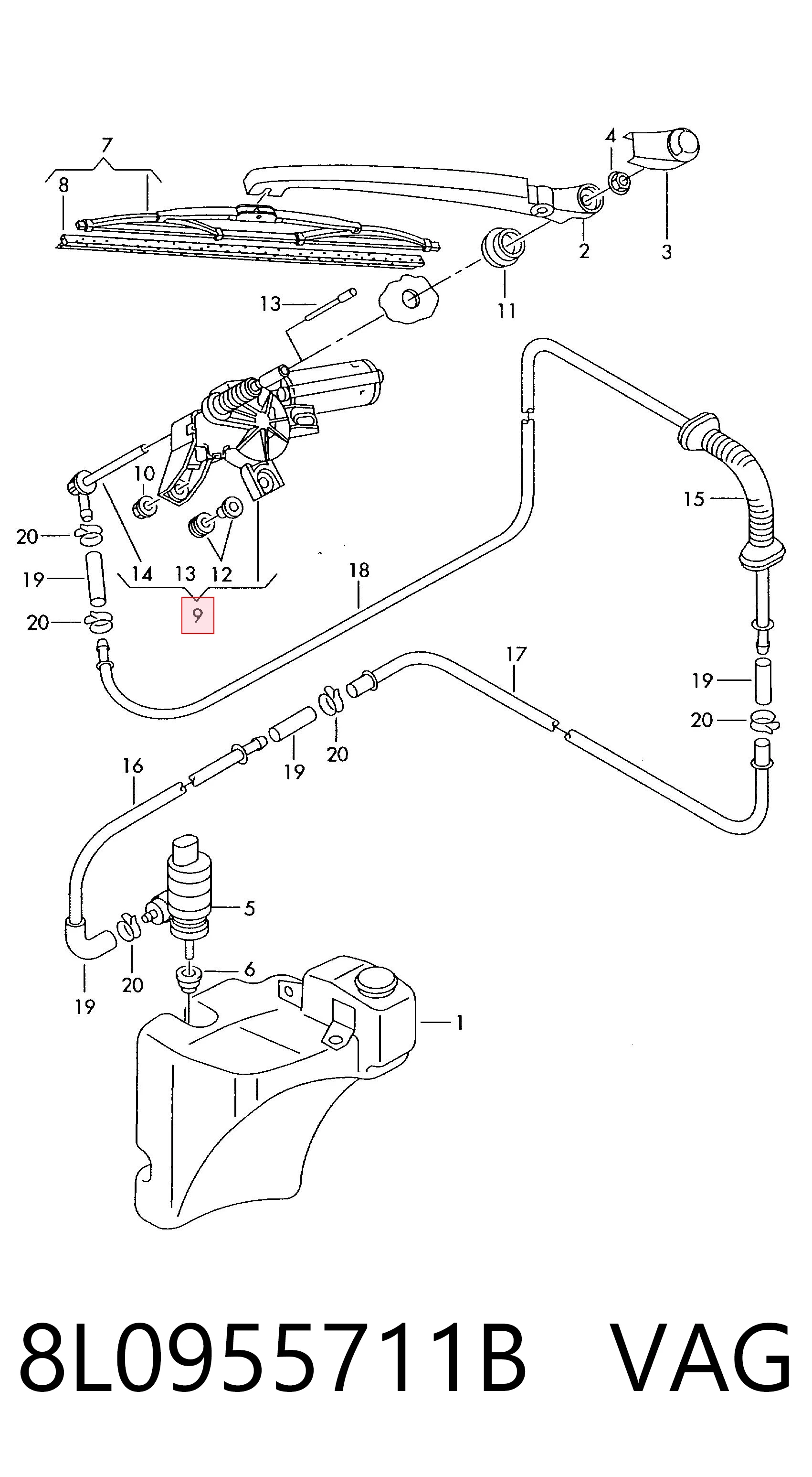 8L0955711B VAG Motor del limpiaparabrisas trasero