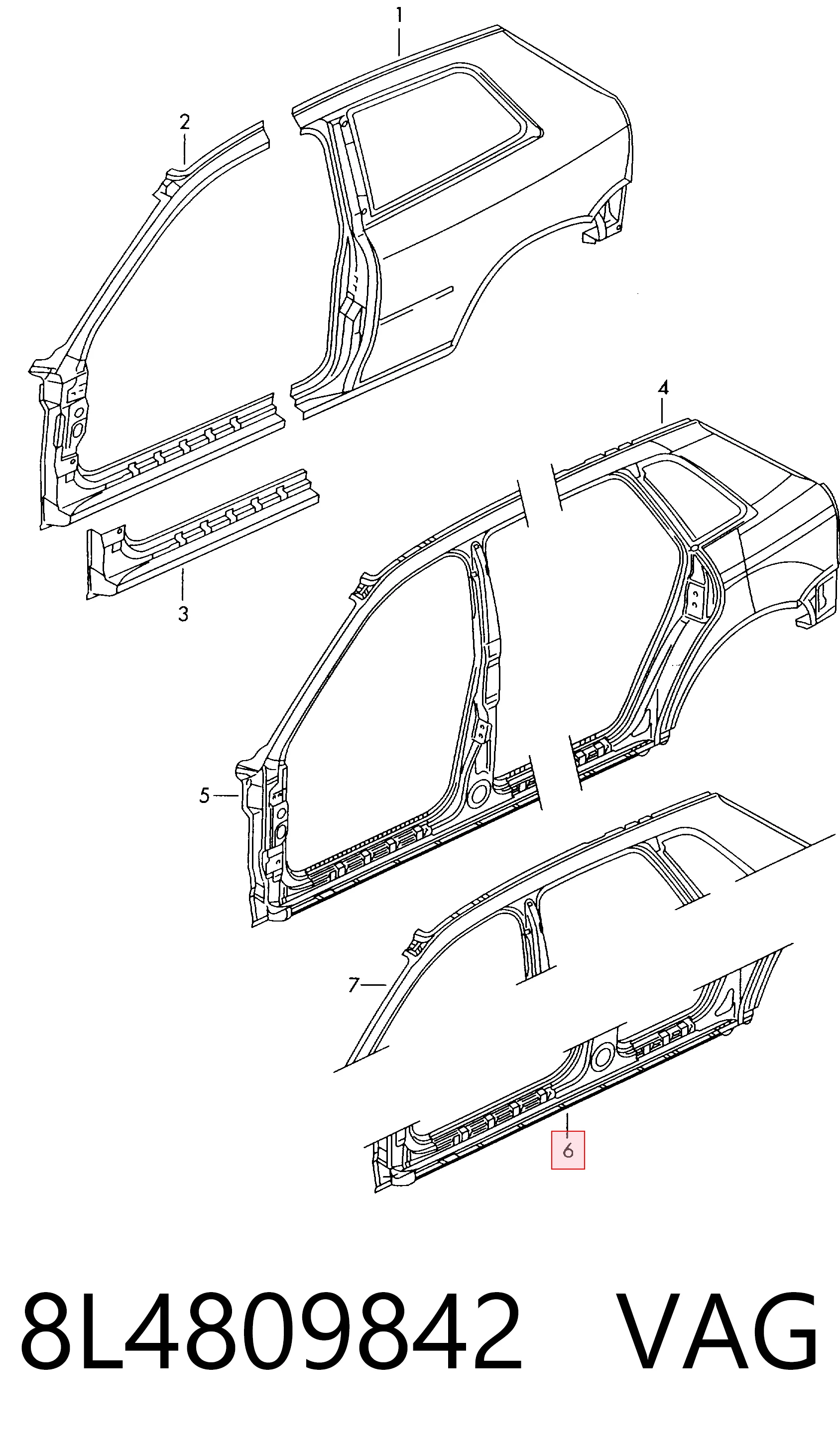 Comprar Umbral exterior derecho Audi A3  8L1 a bajo precio