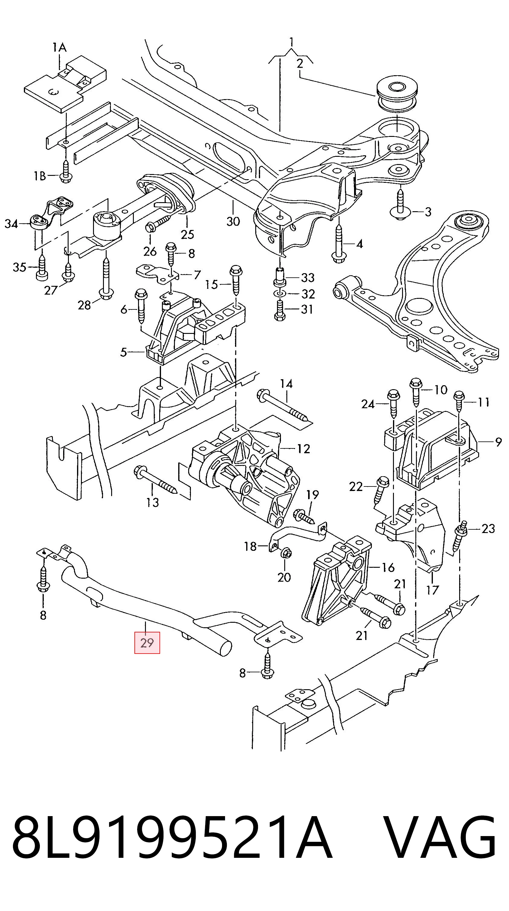 Viga de soporte del motor 8L9199521A VAG