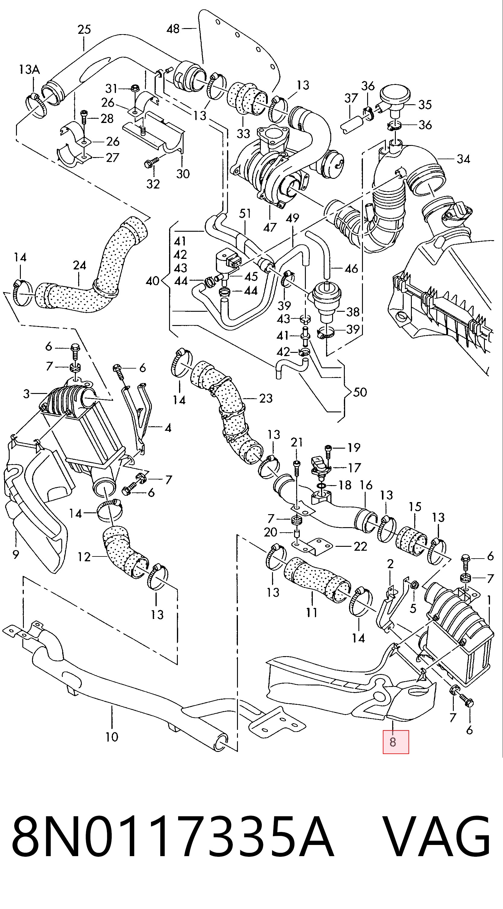 8N0117335A VAG Difusor de intercooler