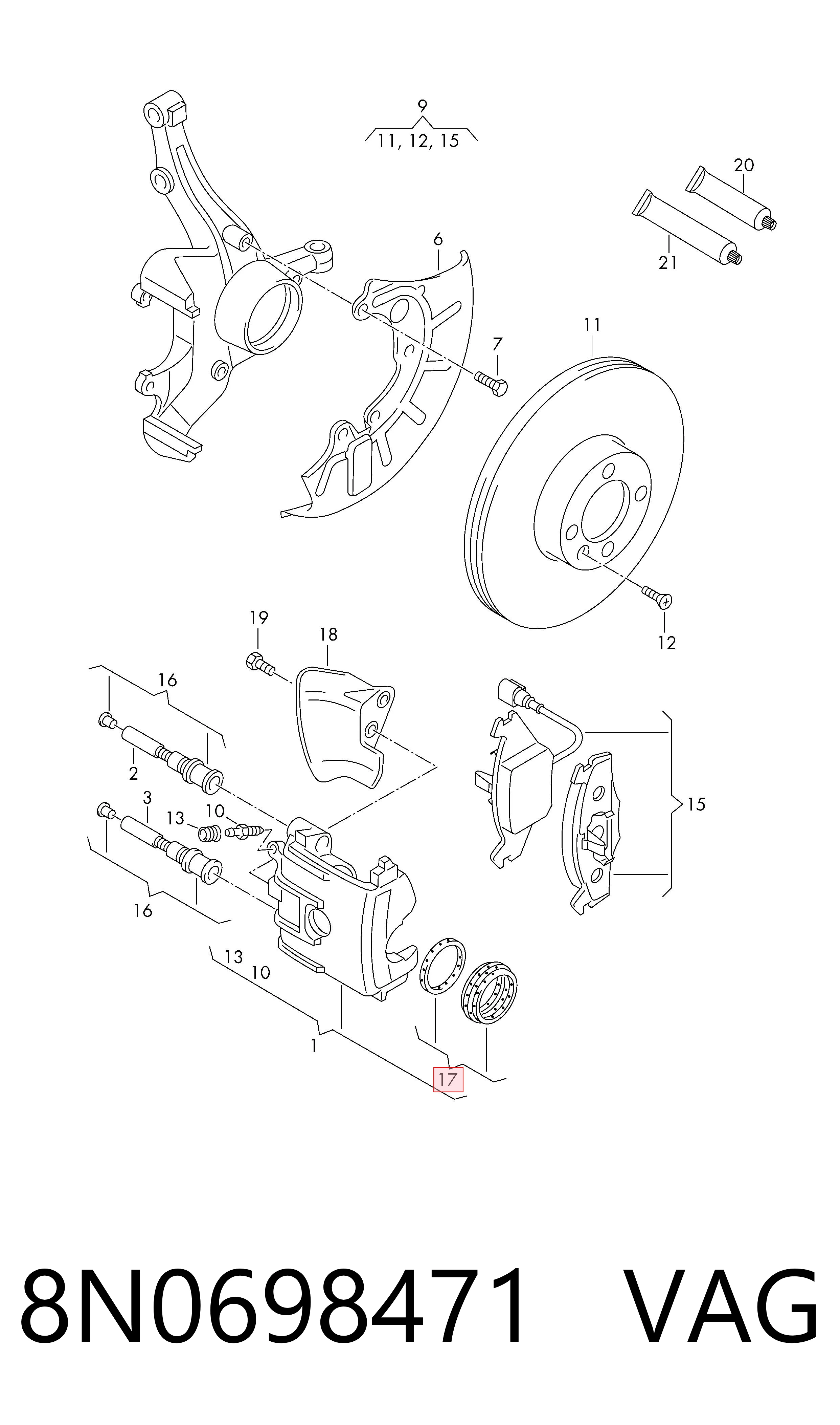 8N0698471 VAG Kit de reparación de pinzas
