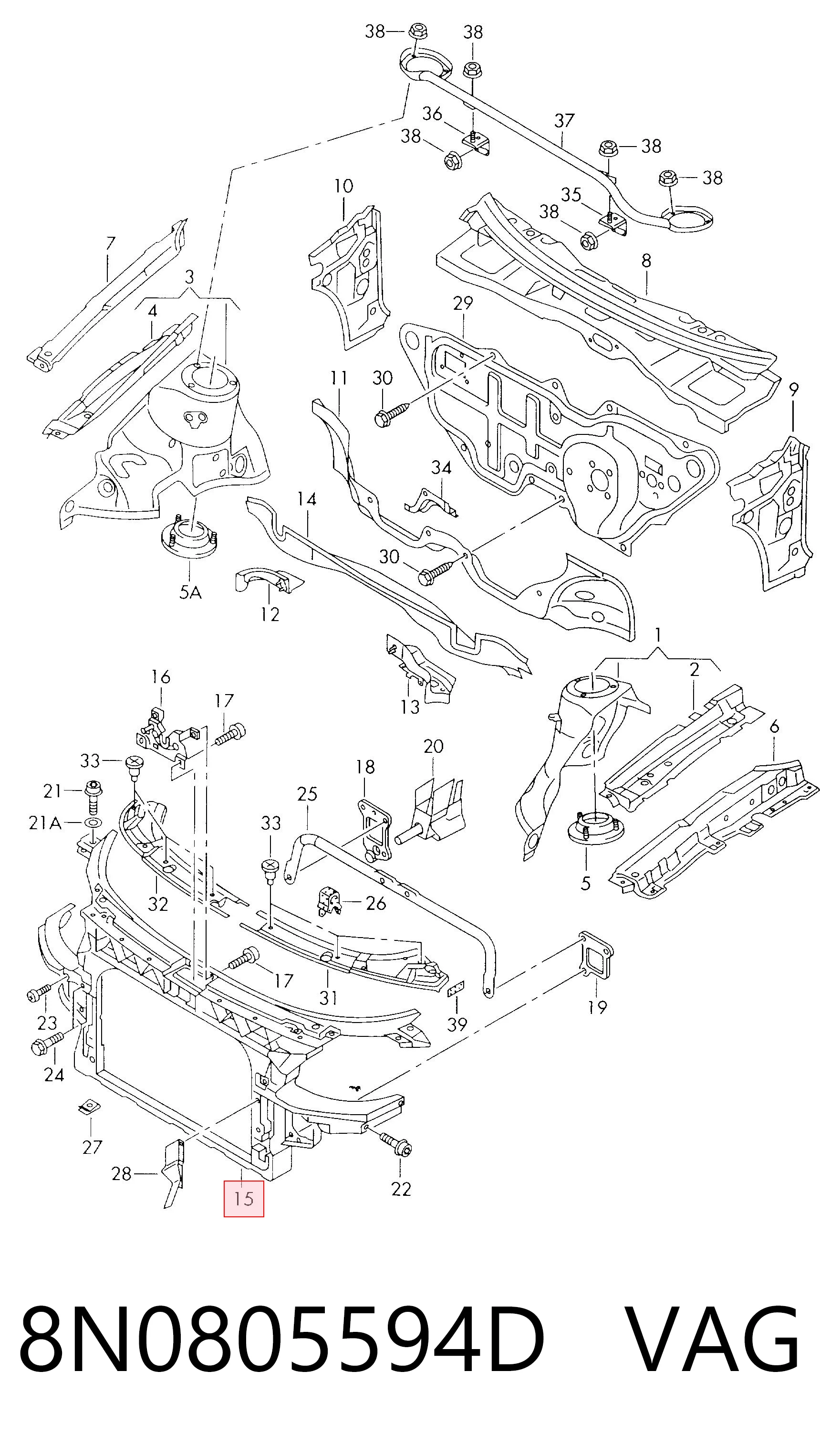 Comprar Panel de soporte del radiador y montaje de faros Audi TT  8N3 a bajo precio