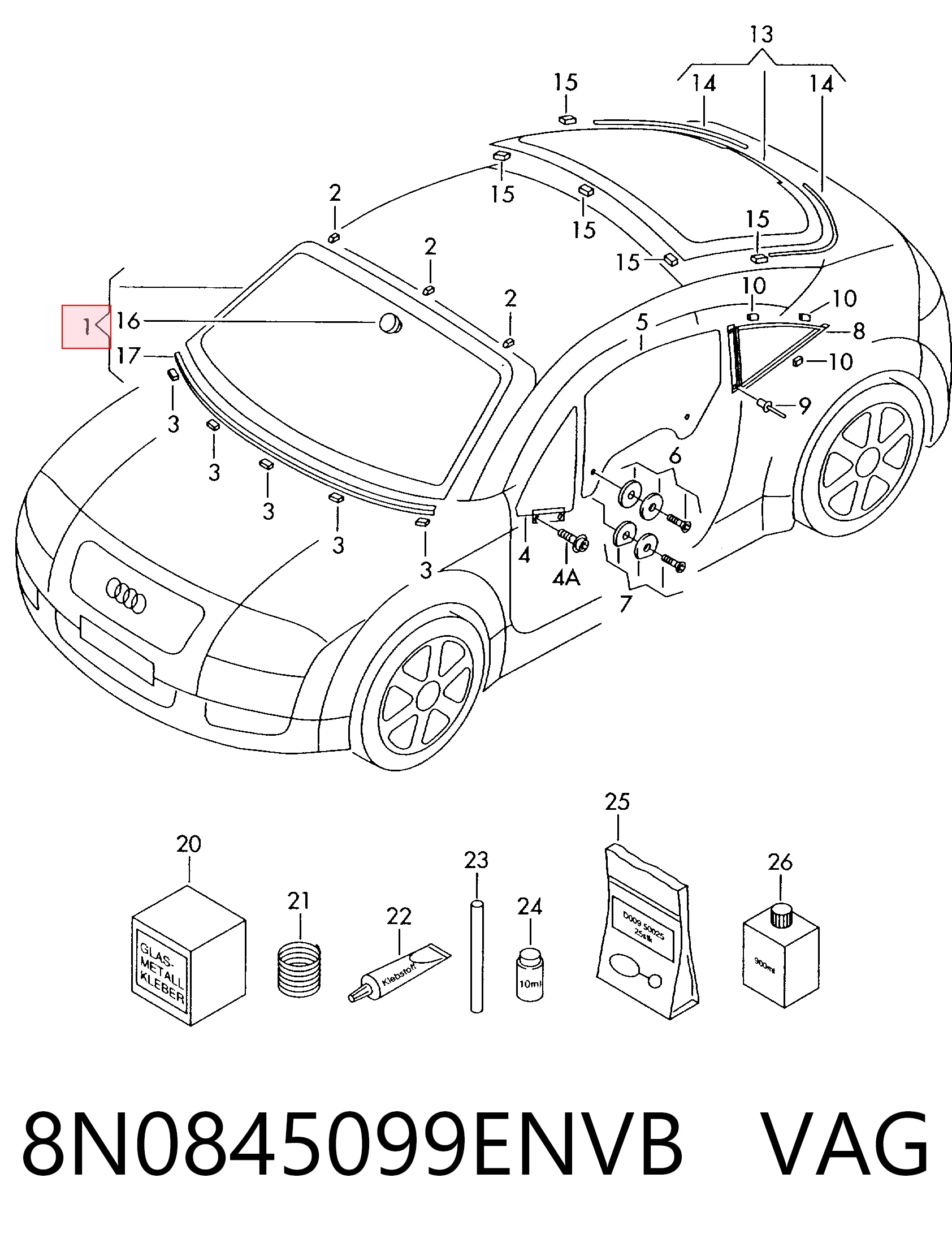 Comprar Parabrisas Audi TT  8N3 a bajo precio