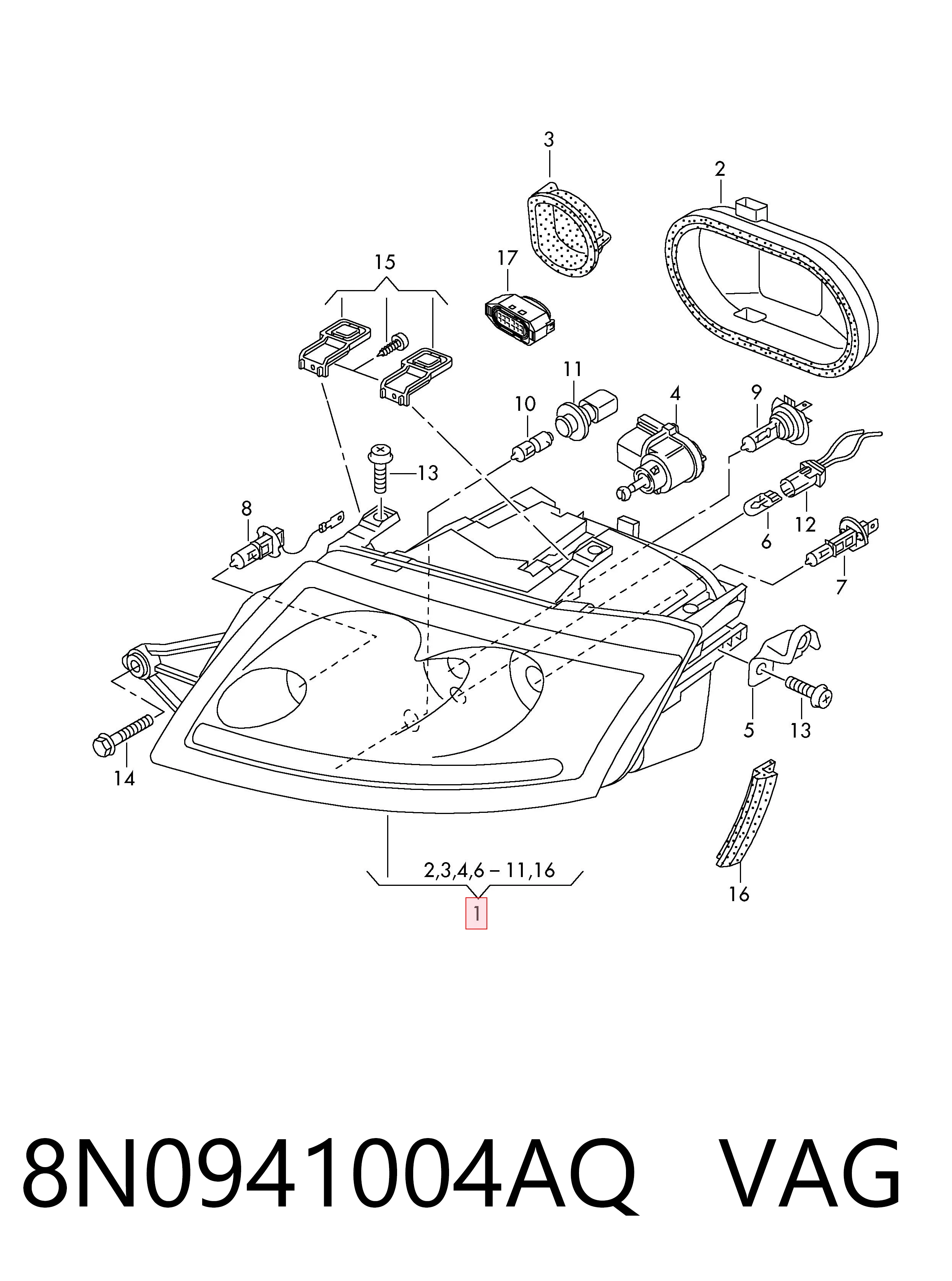 Faro derecho para Audi TT 8N3