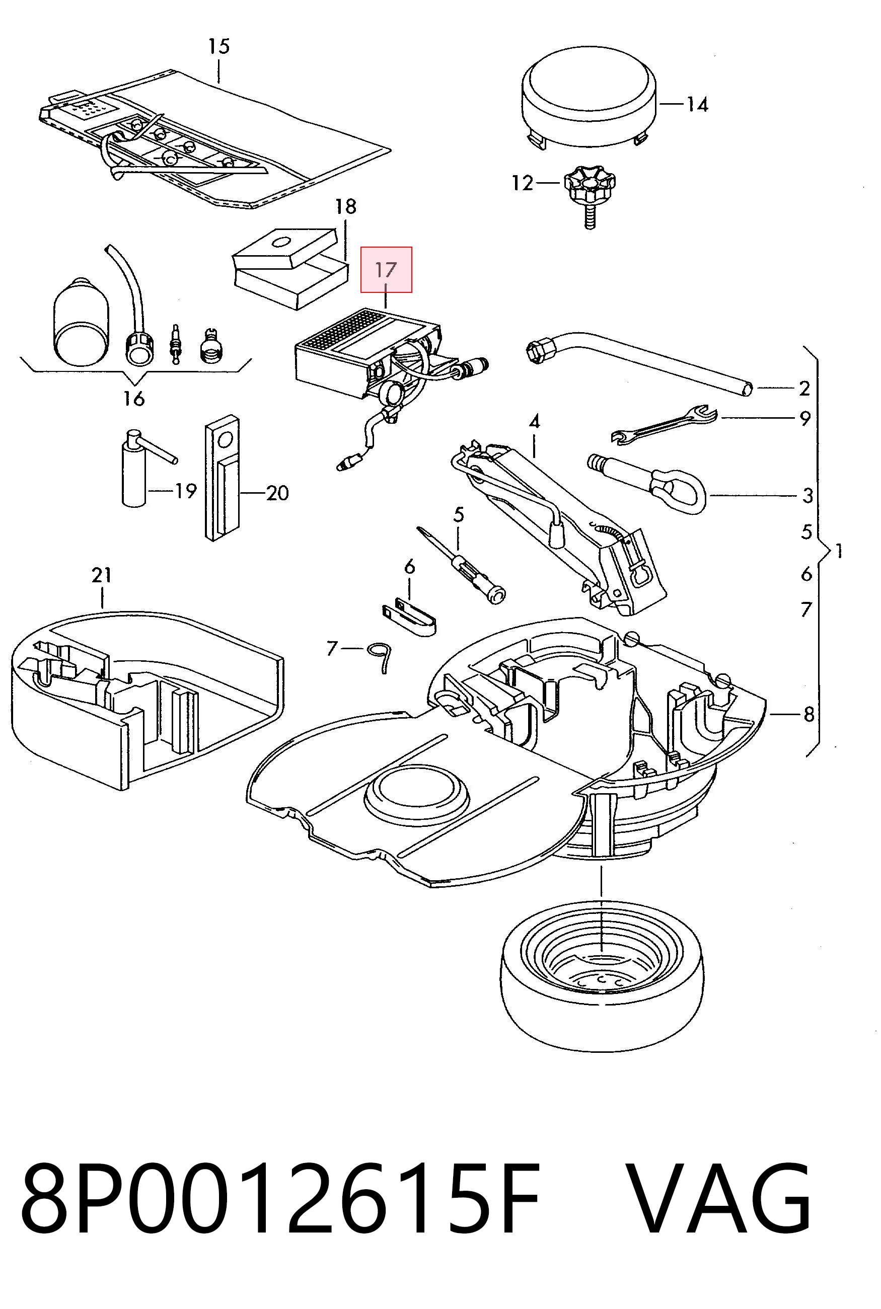 Compresor de inflado de neumáticos VAG 8P0012615F precio, desde 91,85 EUR