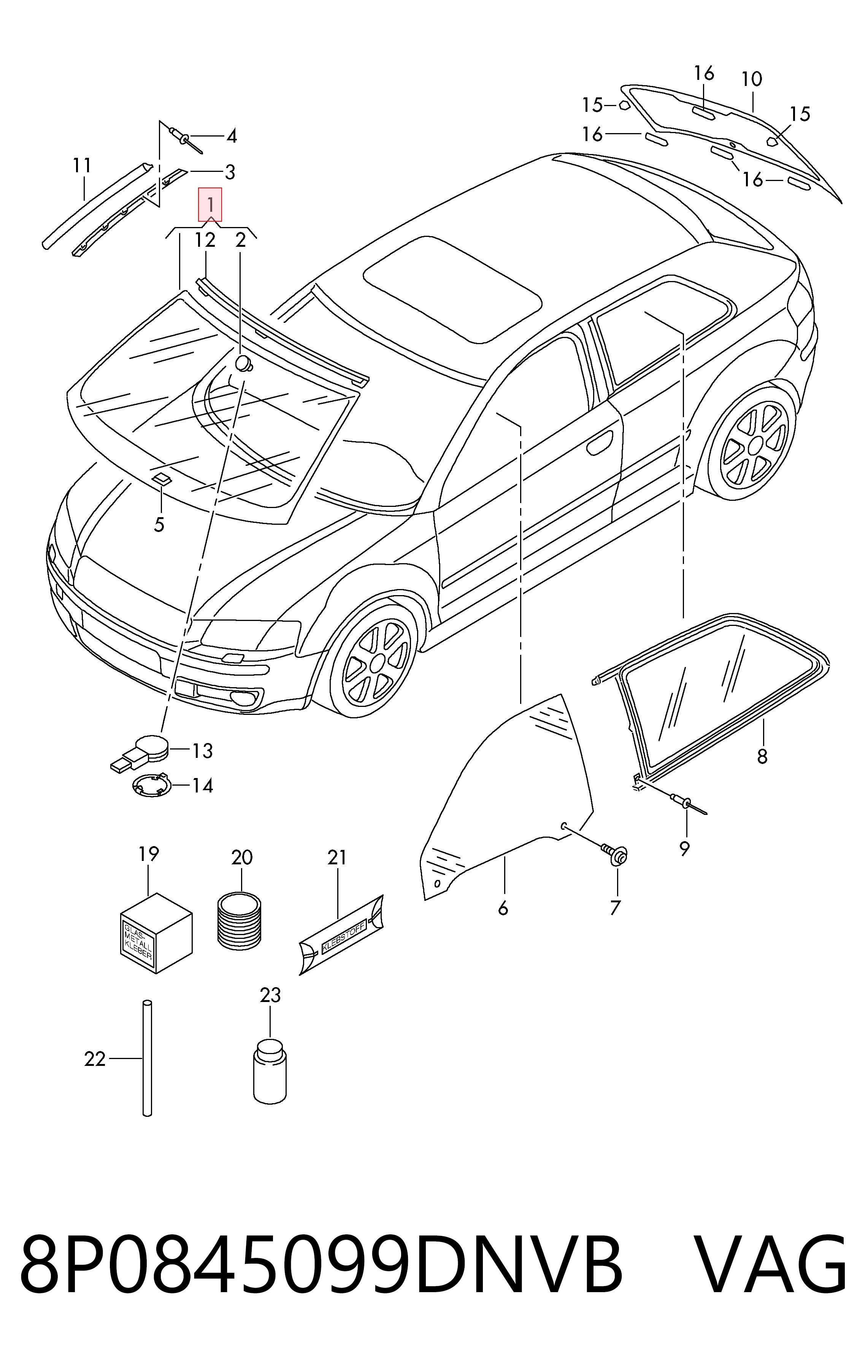 Parabrisas delantero  Audi A3  (2004-2015)