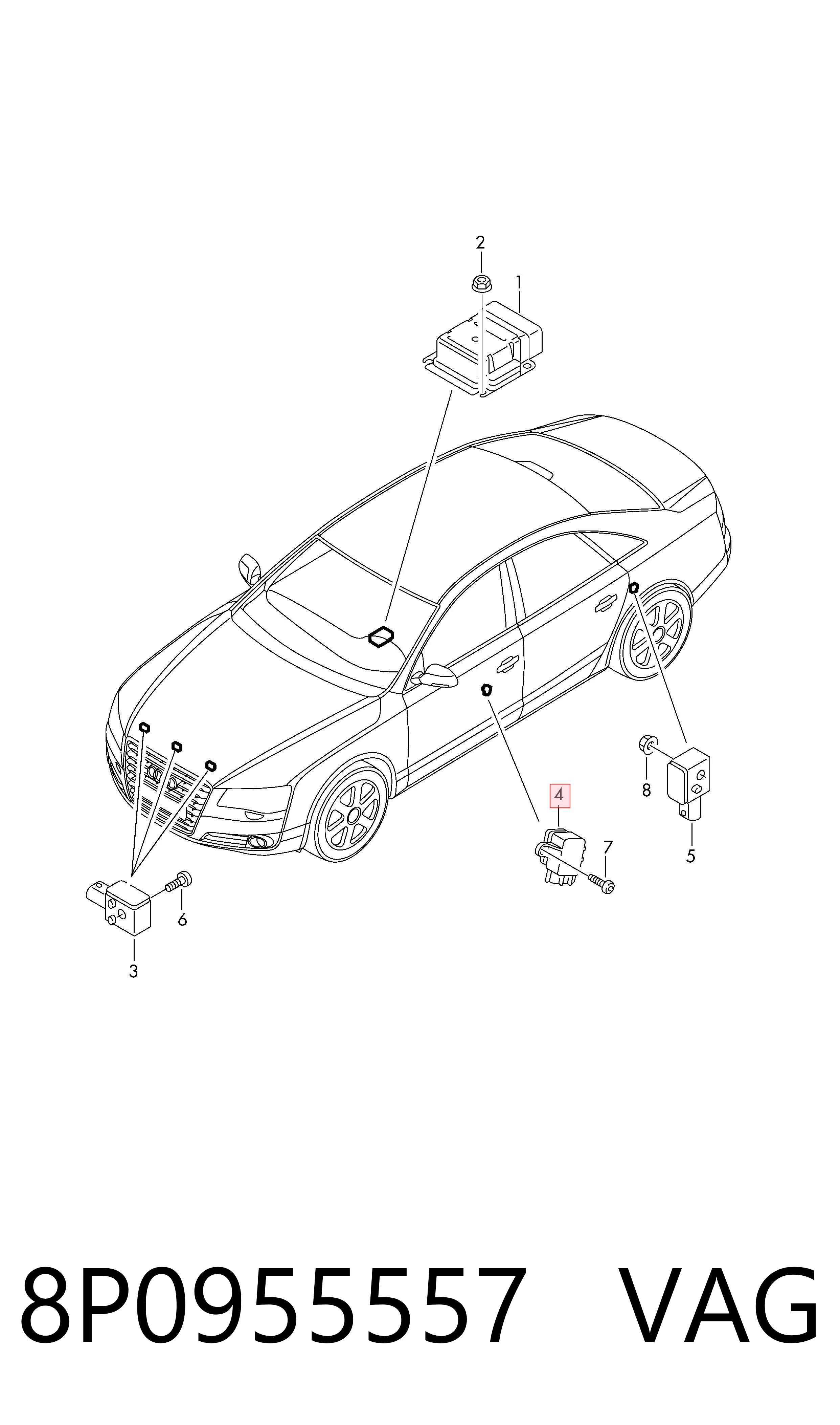8P0955557 VAG Sensor de airbag delantero