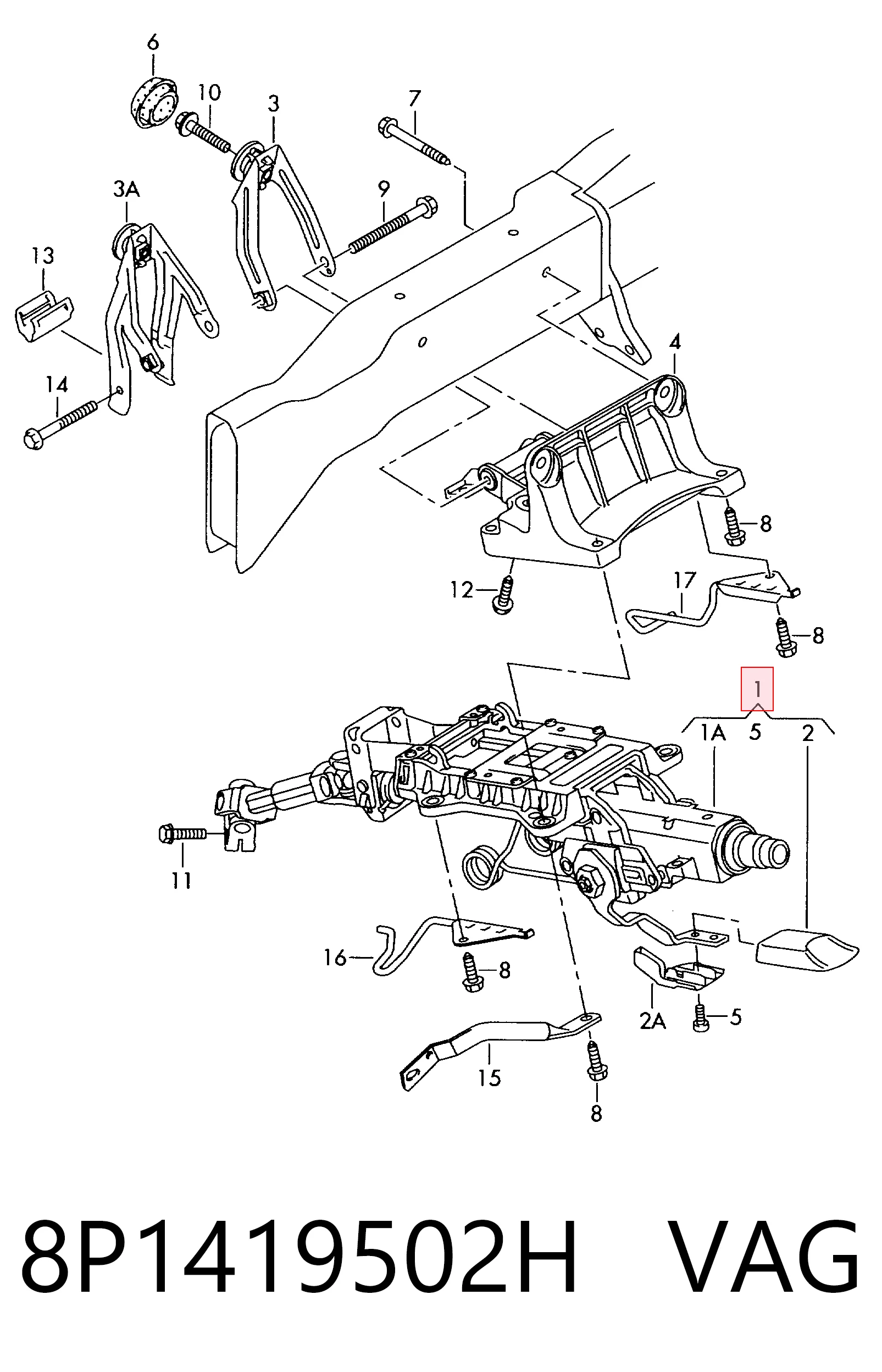 Columna de volante para Audi A3 Sportback 8PA