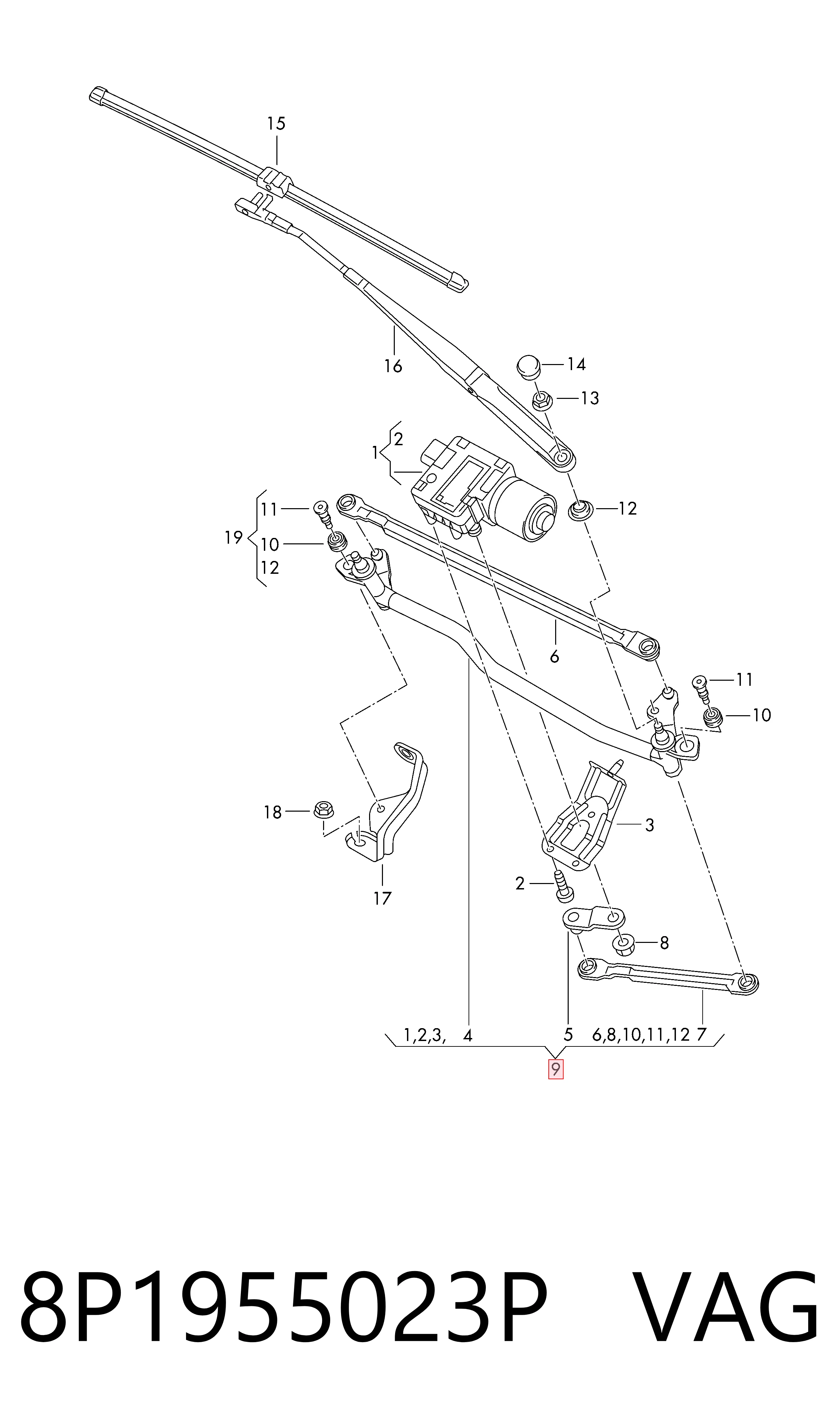 Trapezio del limpiaparabrisas Audi A3 hatchback (8P1) (2003 - 2012) precio, desde 72,53 EUR