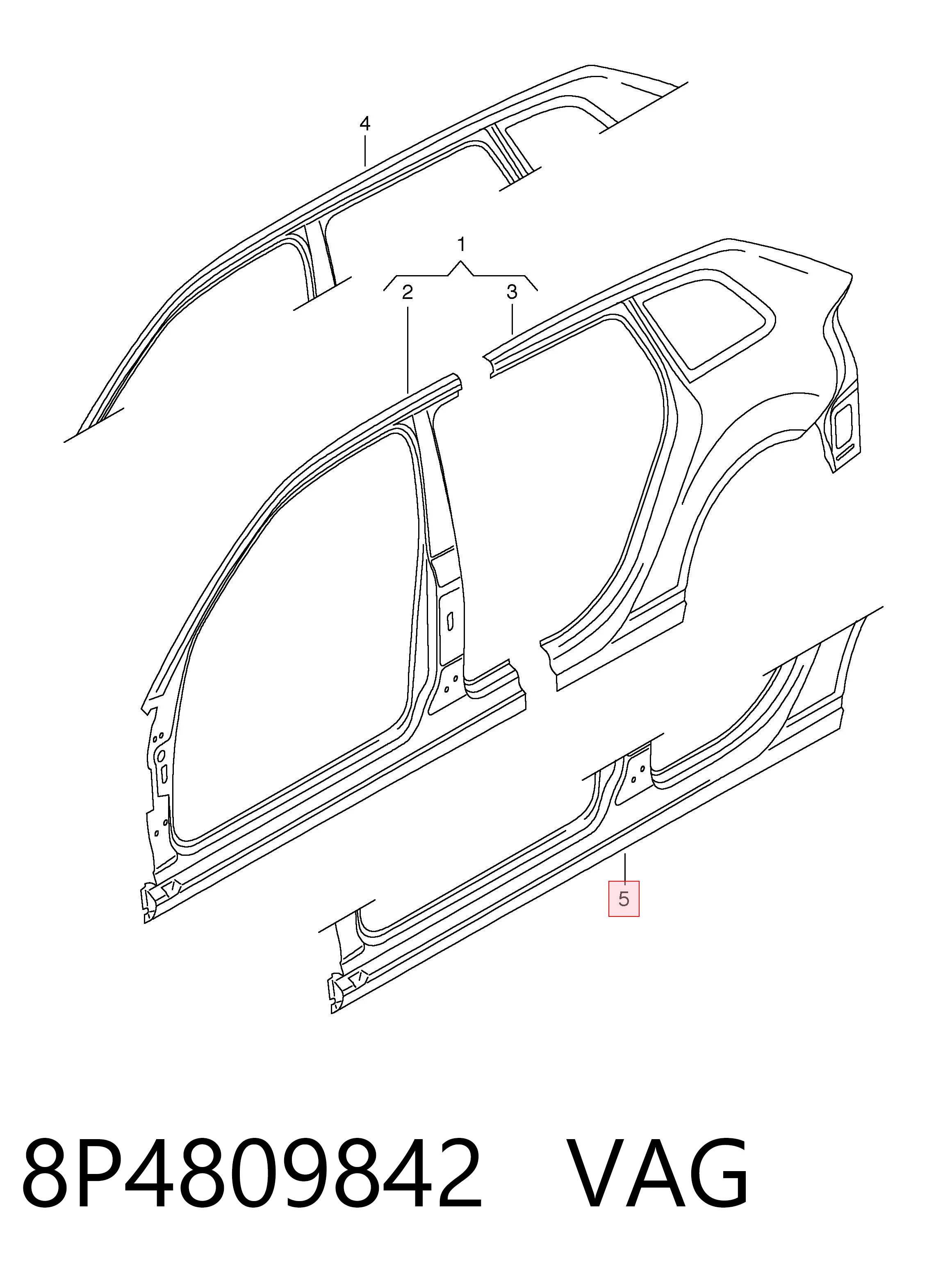 Comprar Umbral exterior derecho Audi A3  8PA a bajo precio