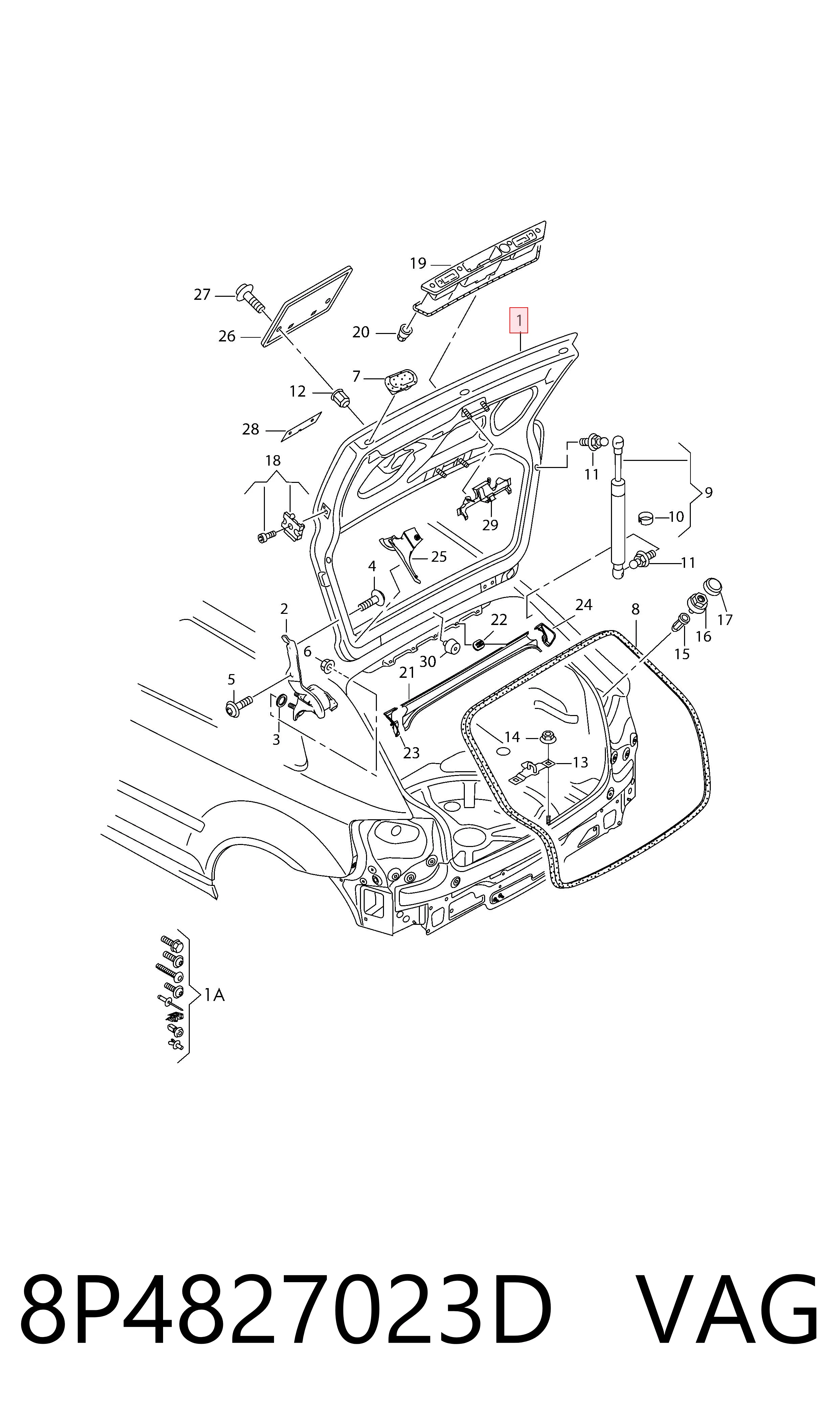 Porton trasero para Audi A3 Sportback 8PA