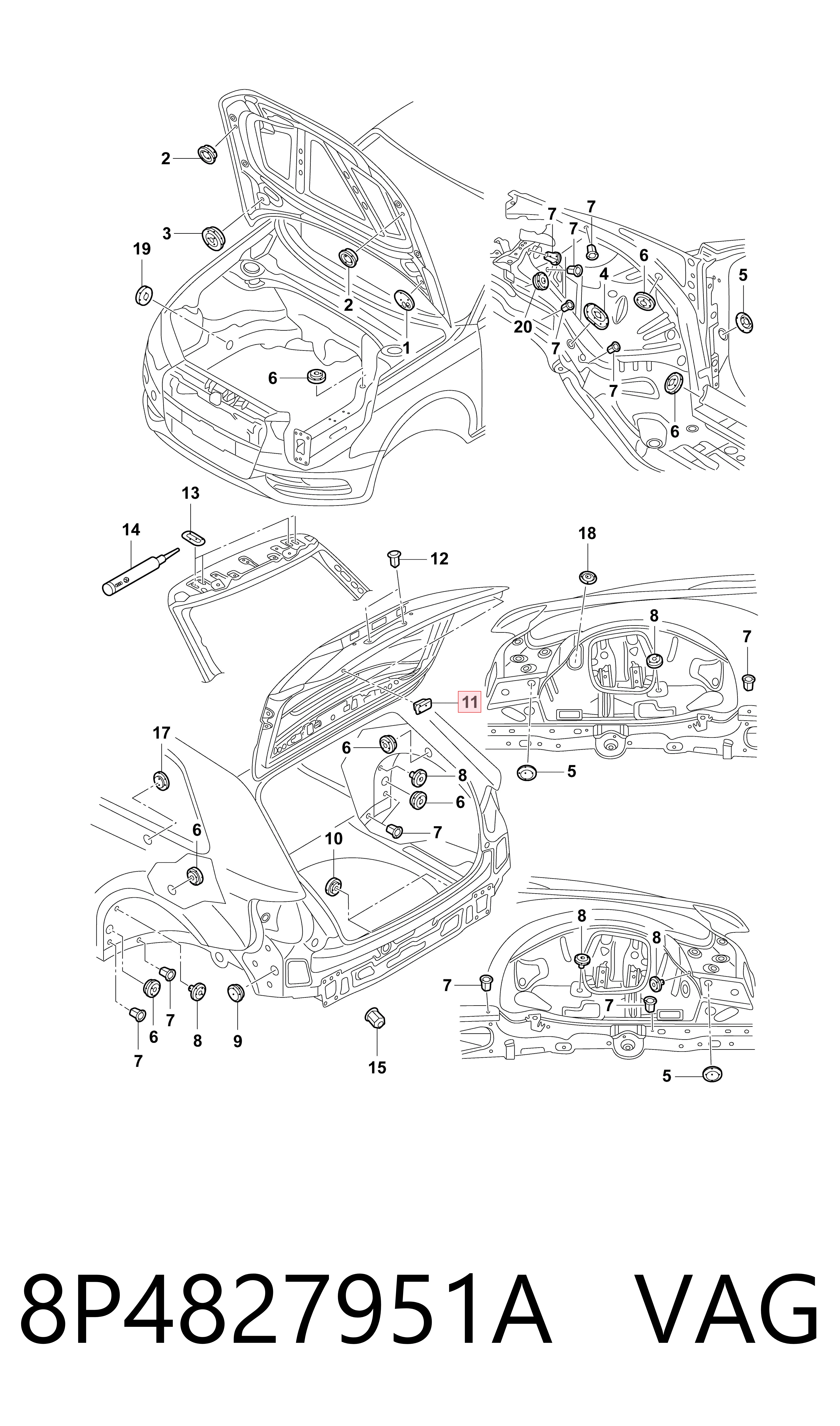 Tapa de motor VAG 8P4827951A precio, desde 2,53 EUR