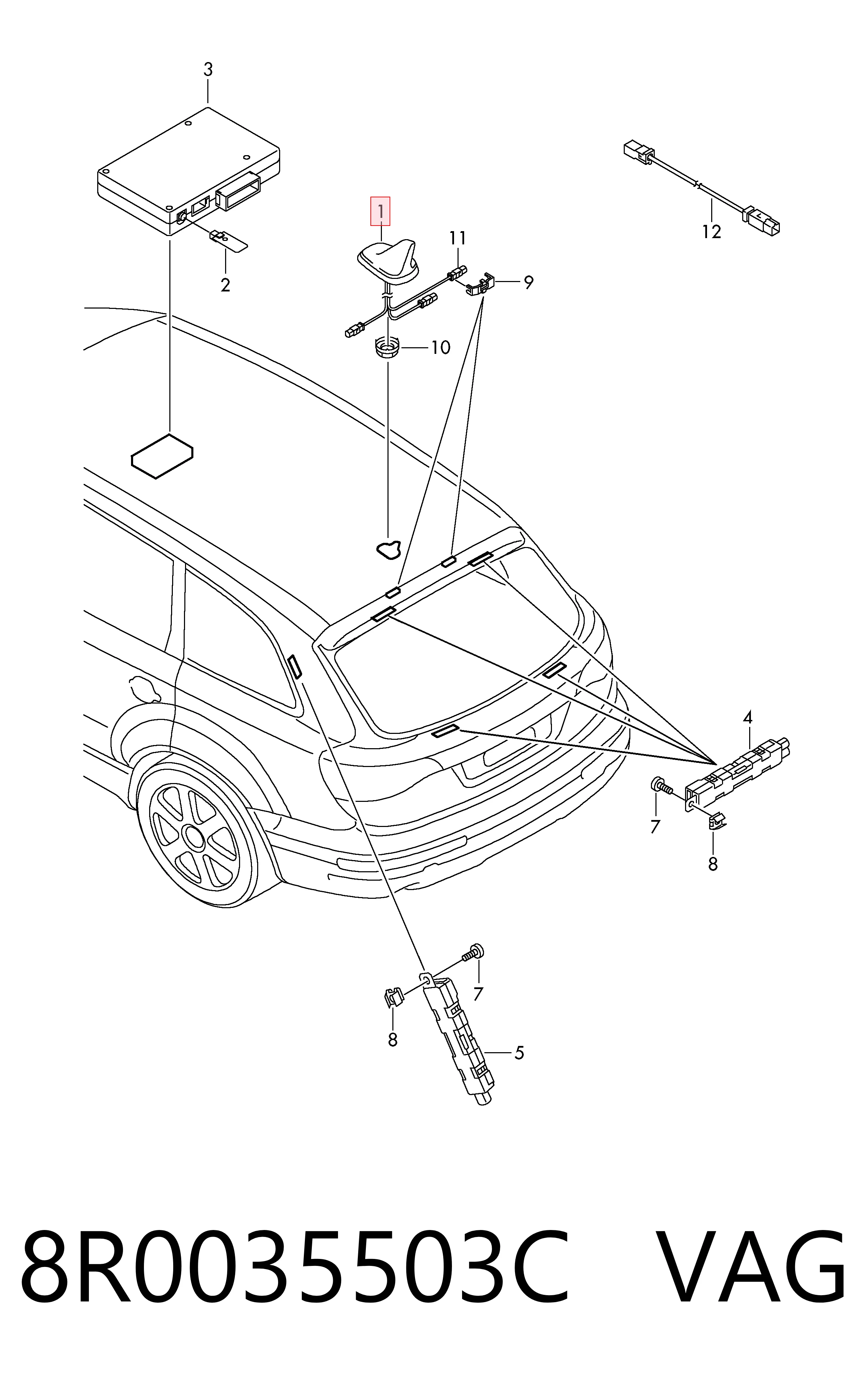 Antena de tiburón para Audi Q5  8RB