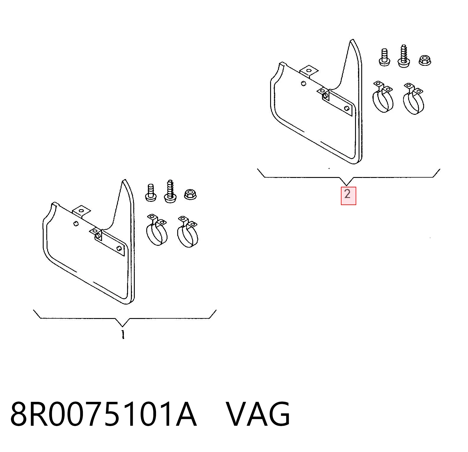8R0075101A VAG Juego de faldillas guardabarro traseros