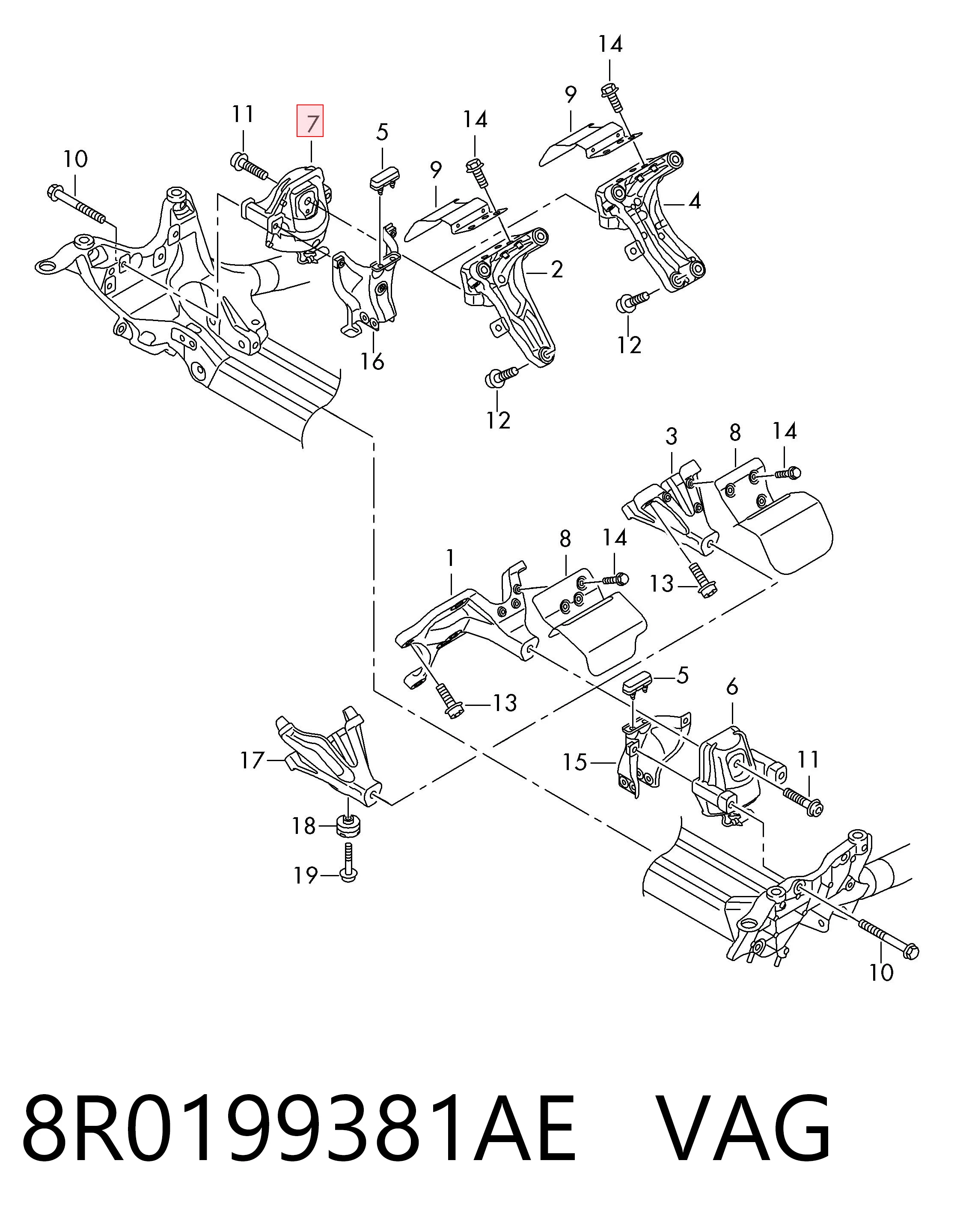 8R0199381AE VAG Soporte de motor derecho