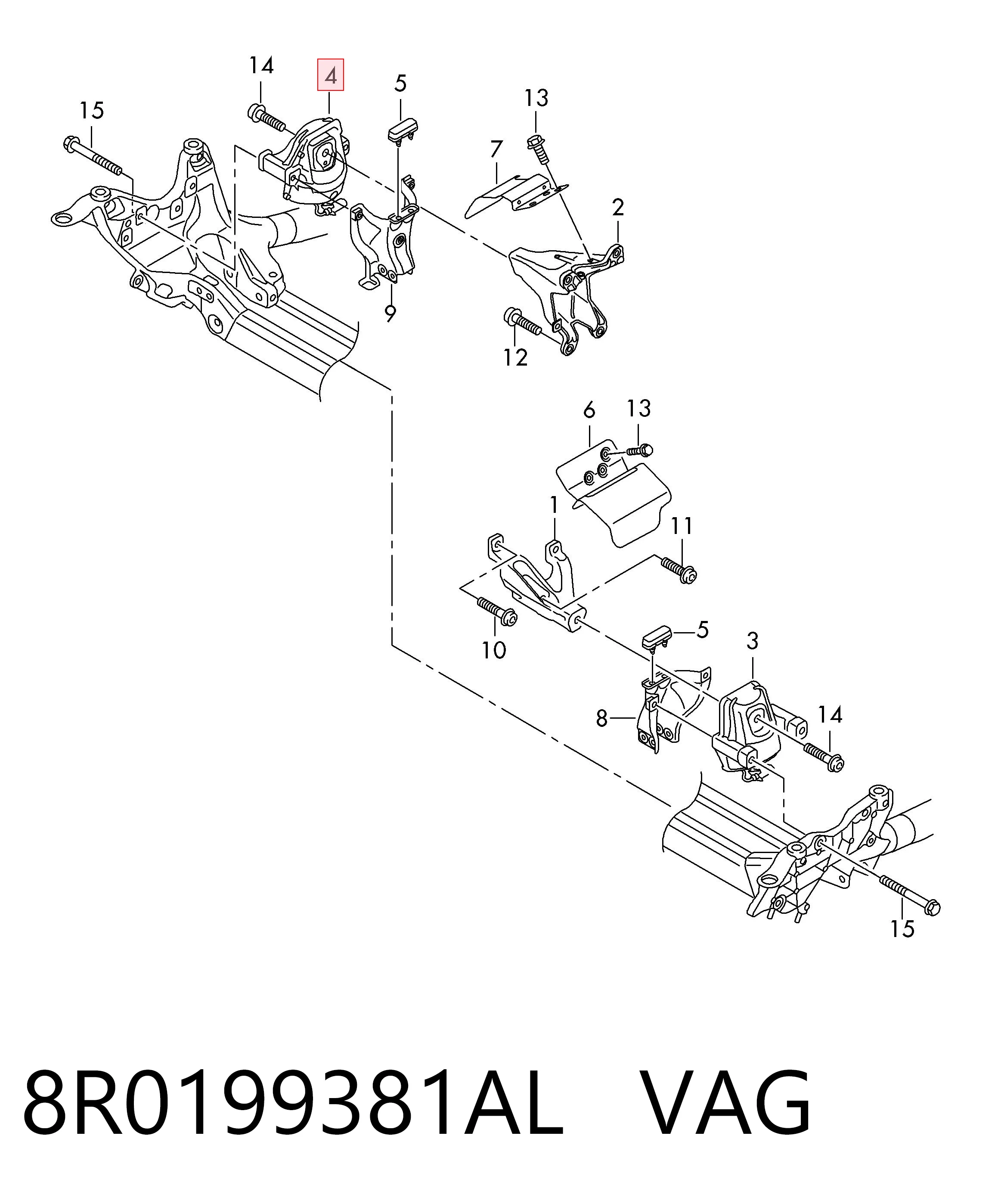 8R0199381AL VAG Soporte de motor derecho
