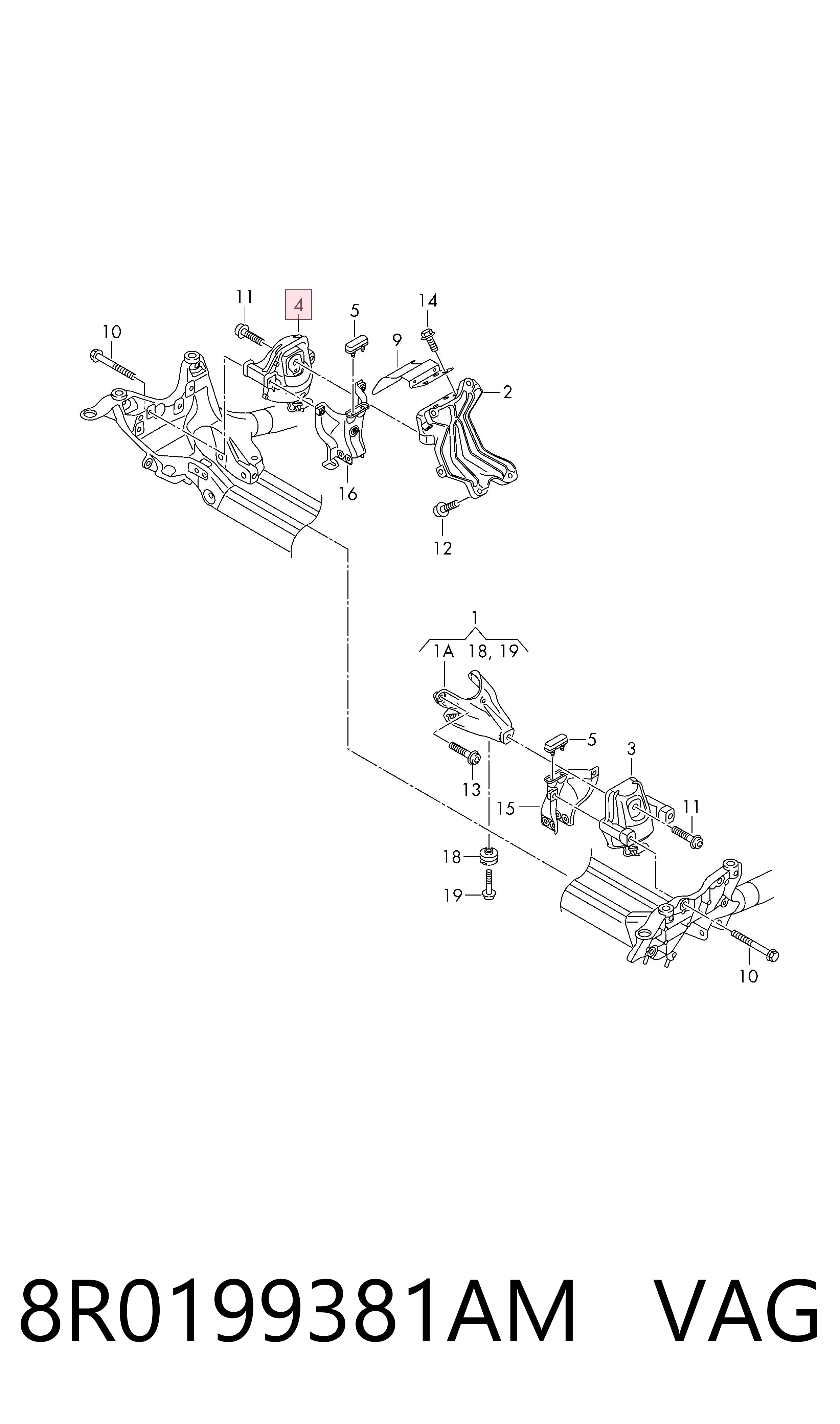 8R0199381AM VAG Soporte de motor derecho