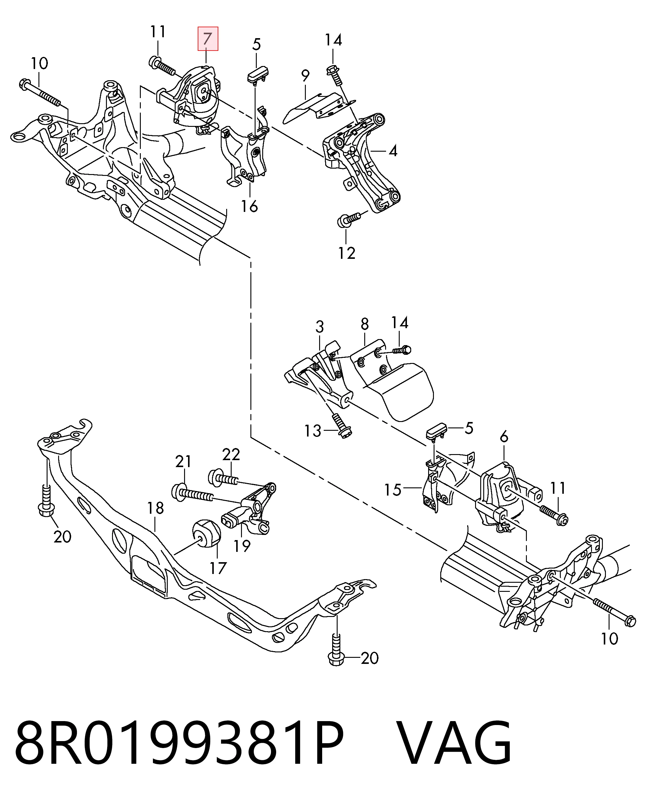 8R0199381P VAG Soporte de motor derecho
