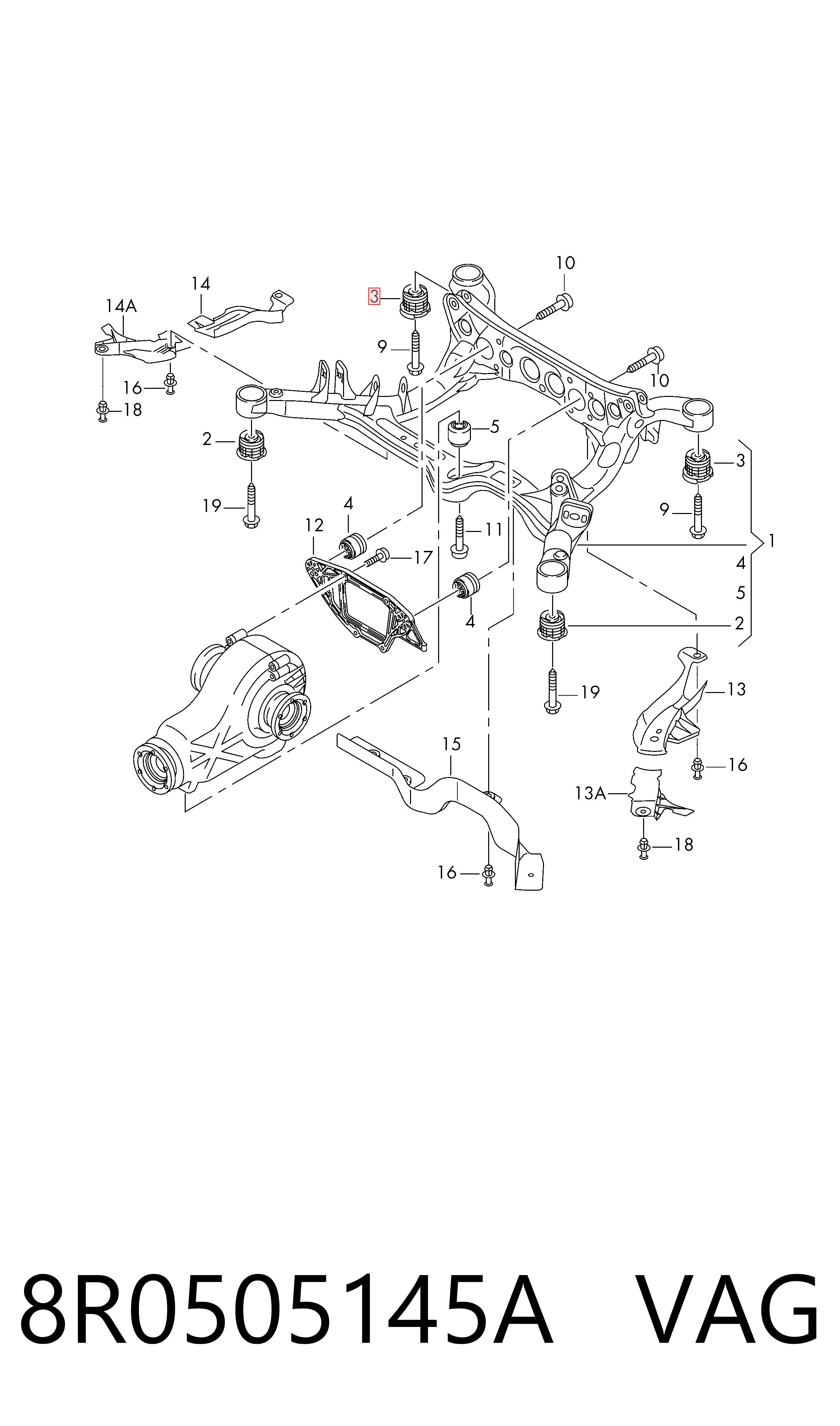 8R0505145A VAG Silentblock del puente trasero
