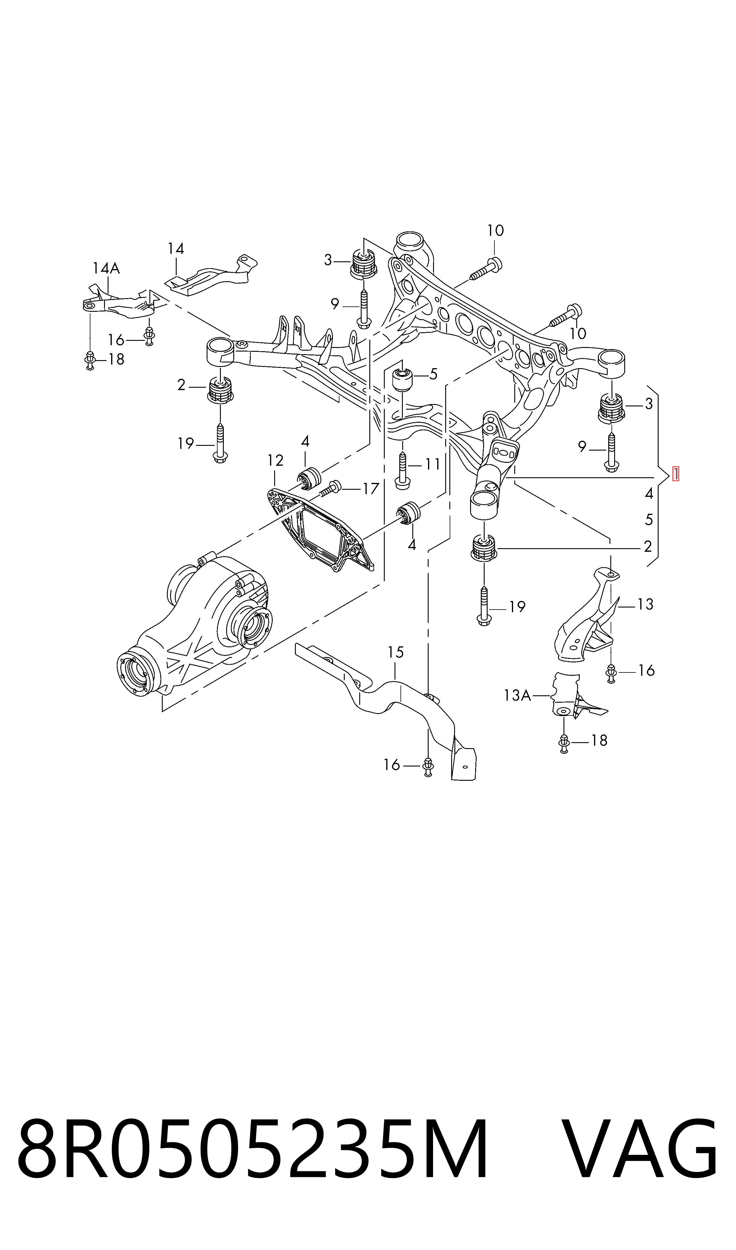 Subchasis trasero soporte motor Audi Q5 SUV (8RB) (2008 - 2016) precio, desde 511,10 EUR