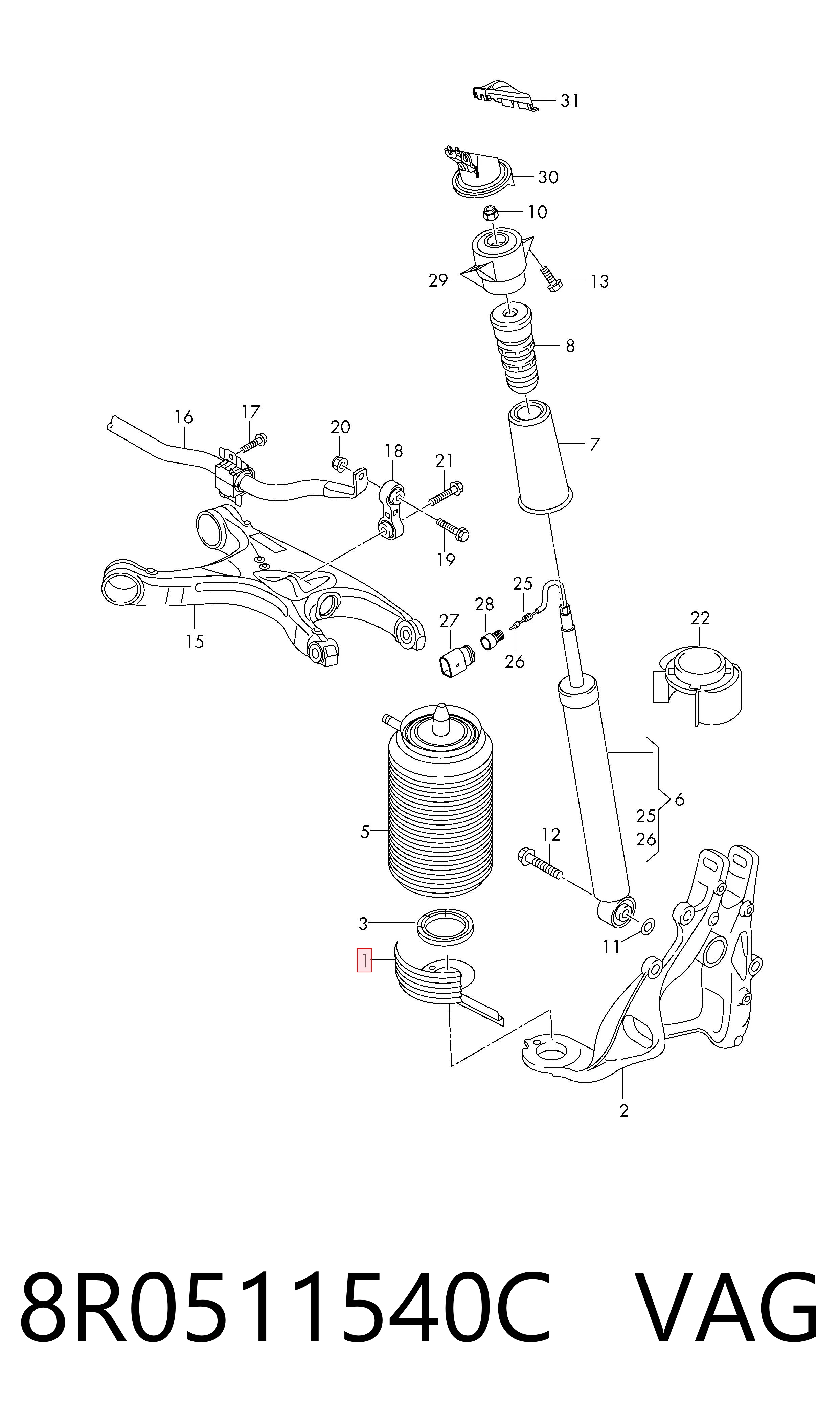 8R0511540C VAG Protector del amortiguador trasero