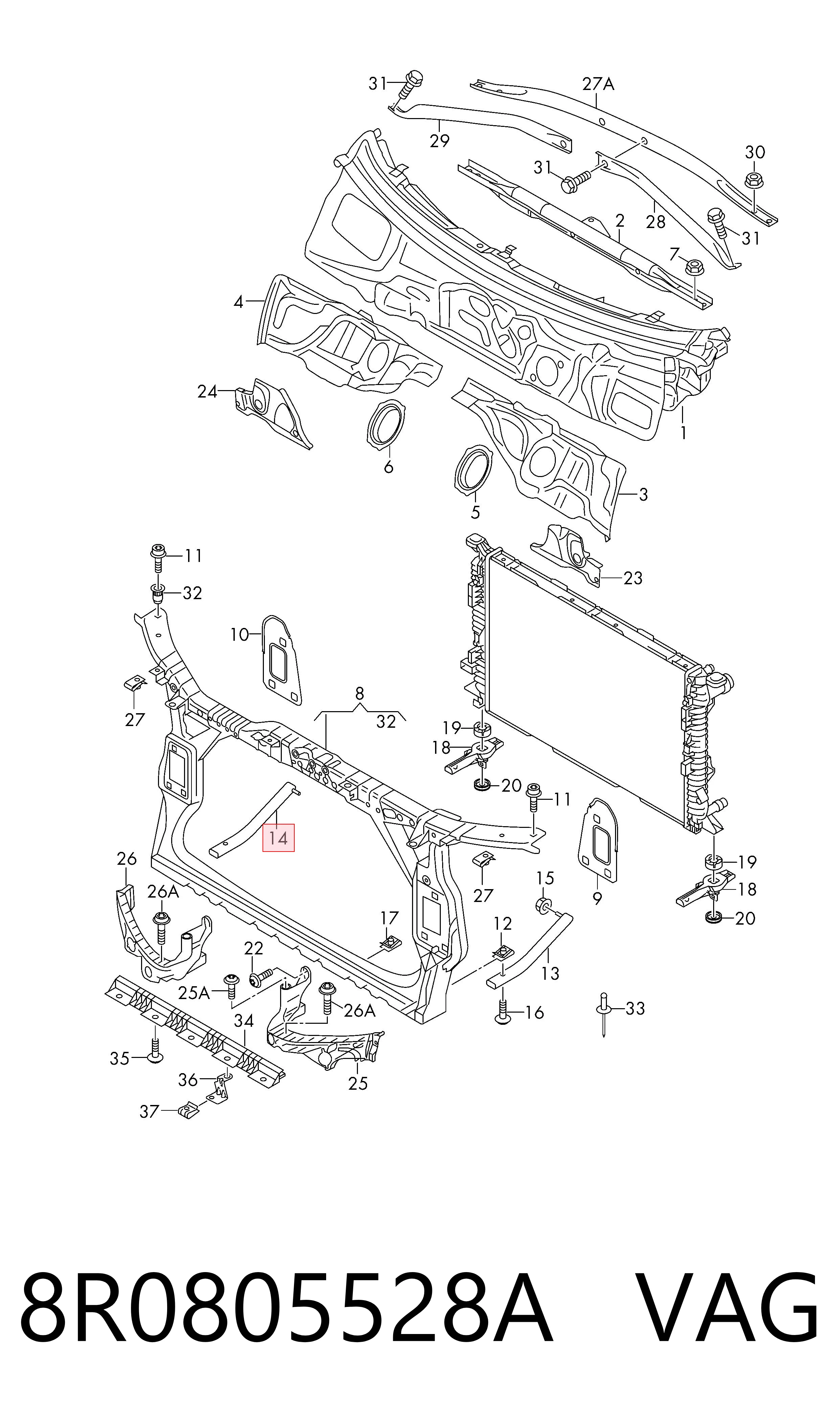 8R0805528A VAG Soporte de panel frontal derecho