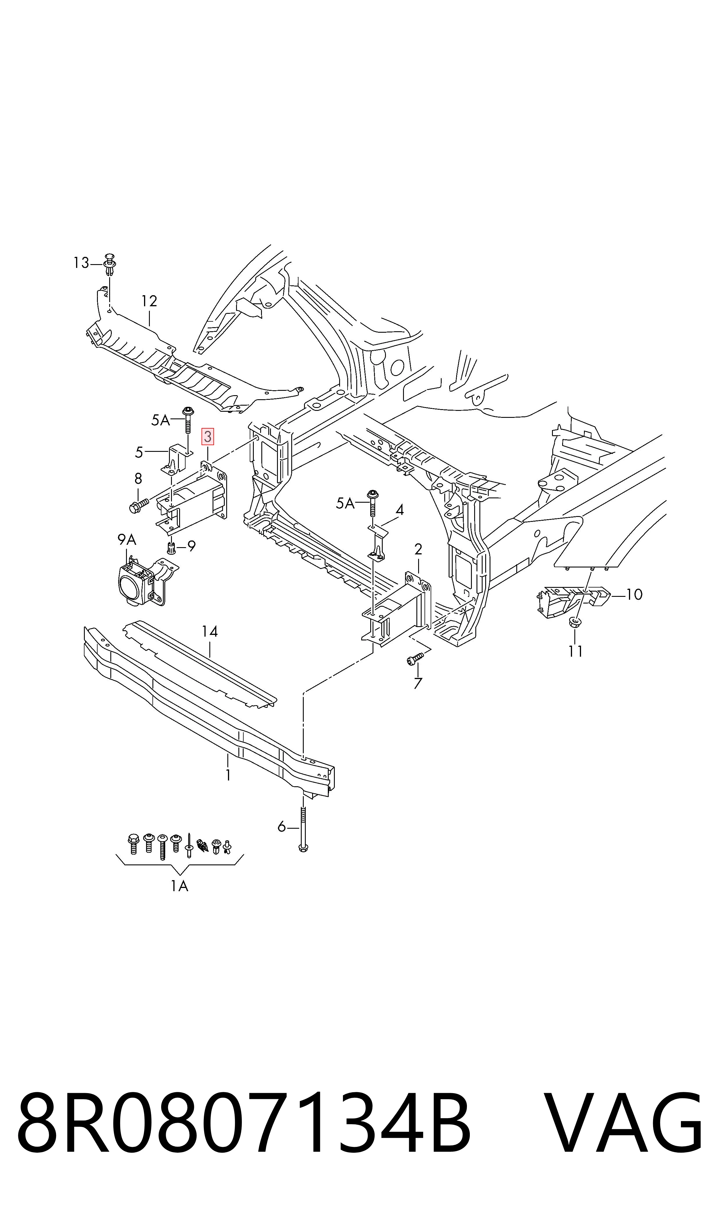 Soporte De Amplificador De Paragolpes Delantero VAG 8R0807134B