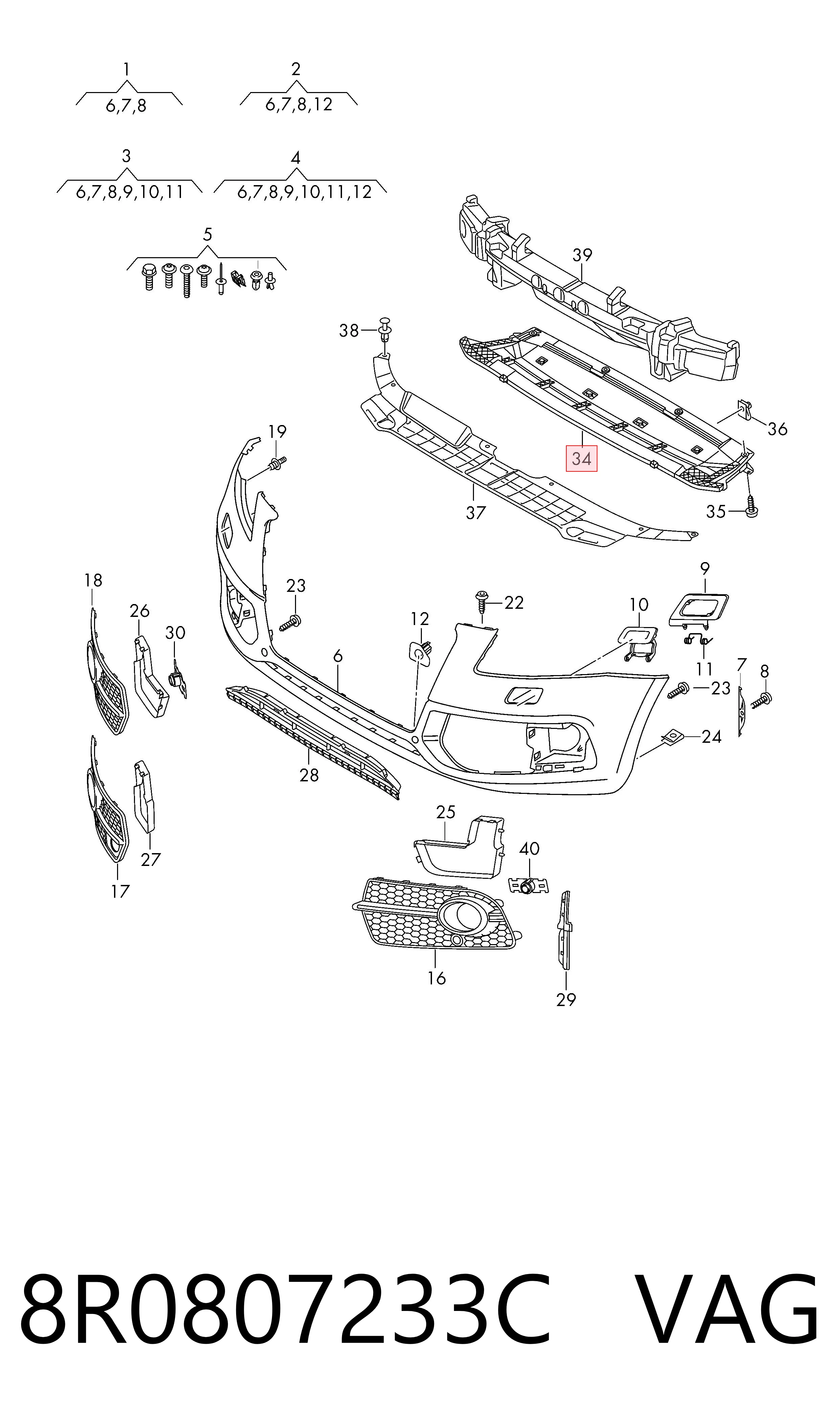 8R0807233C VAG Protector paragolpes