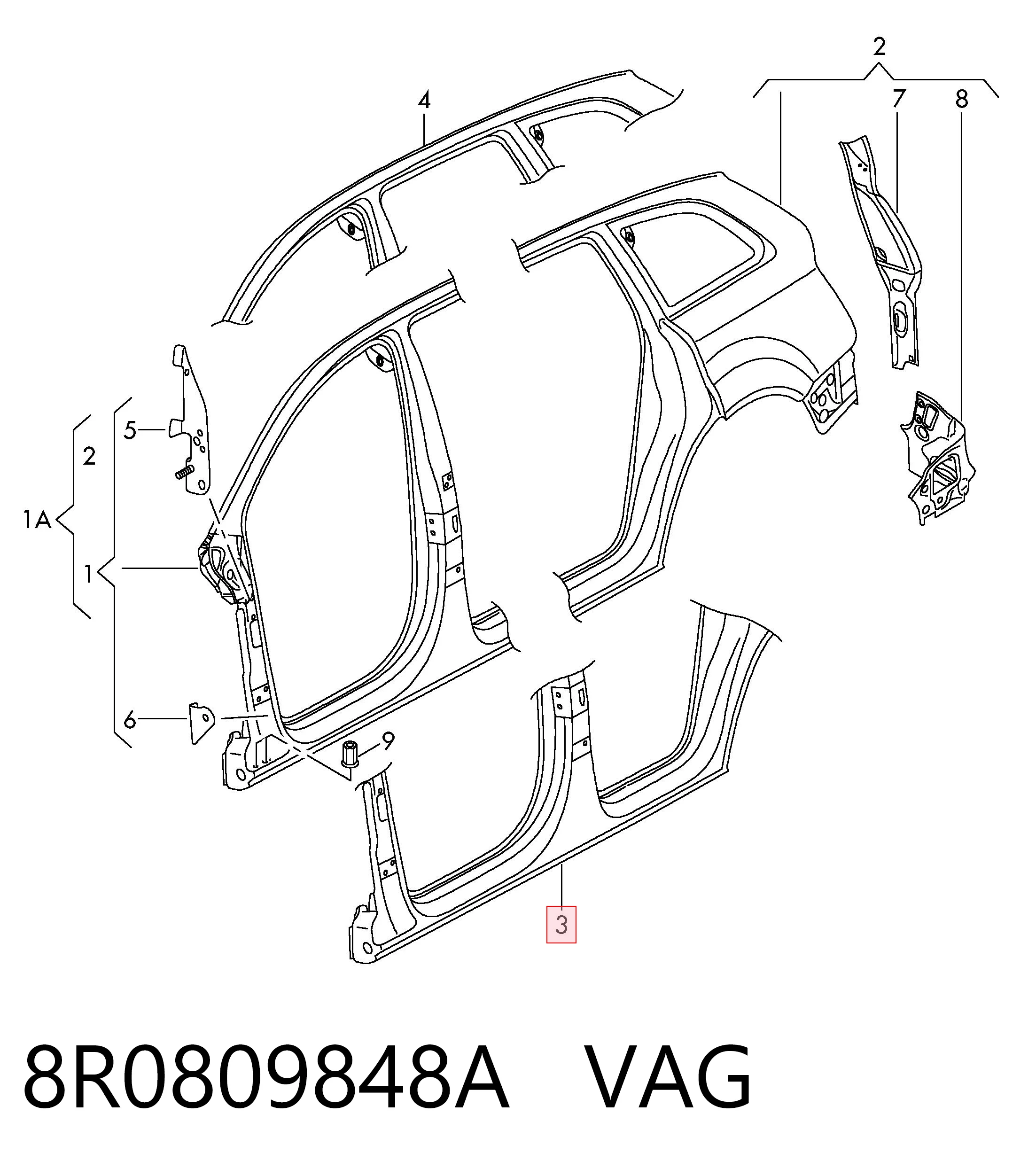Comprar Umbral exterior derecho Audi Q5 8RB a bajo precio