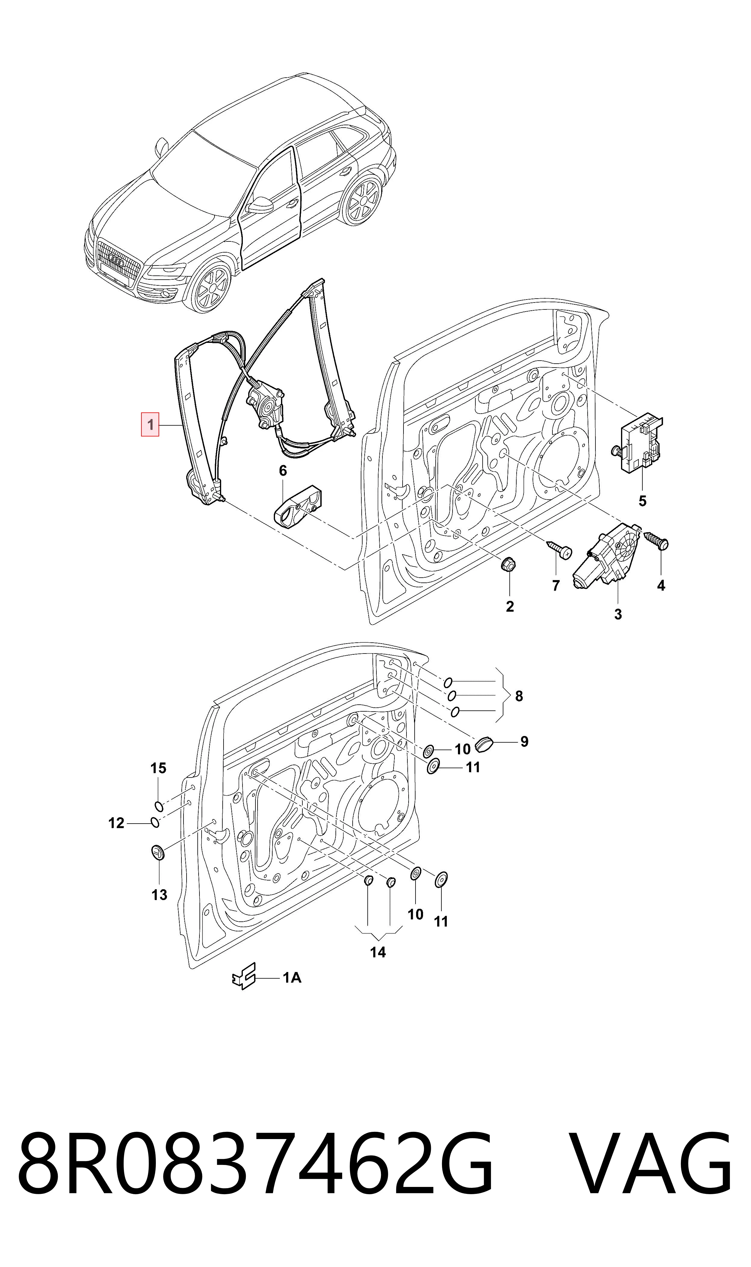 Comprar Mecanismo de elevalunas de la puerta delantera derecha Audi Q5 8RB a bajo precio