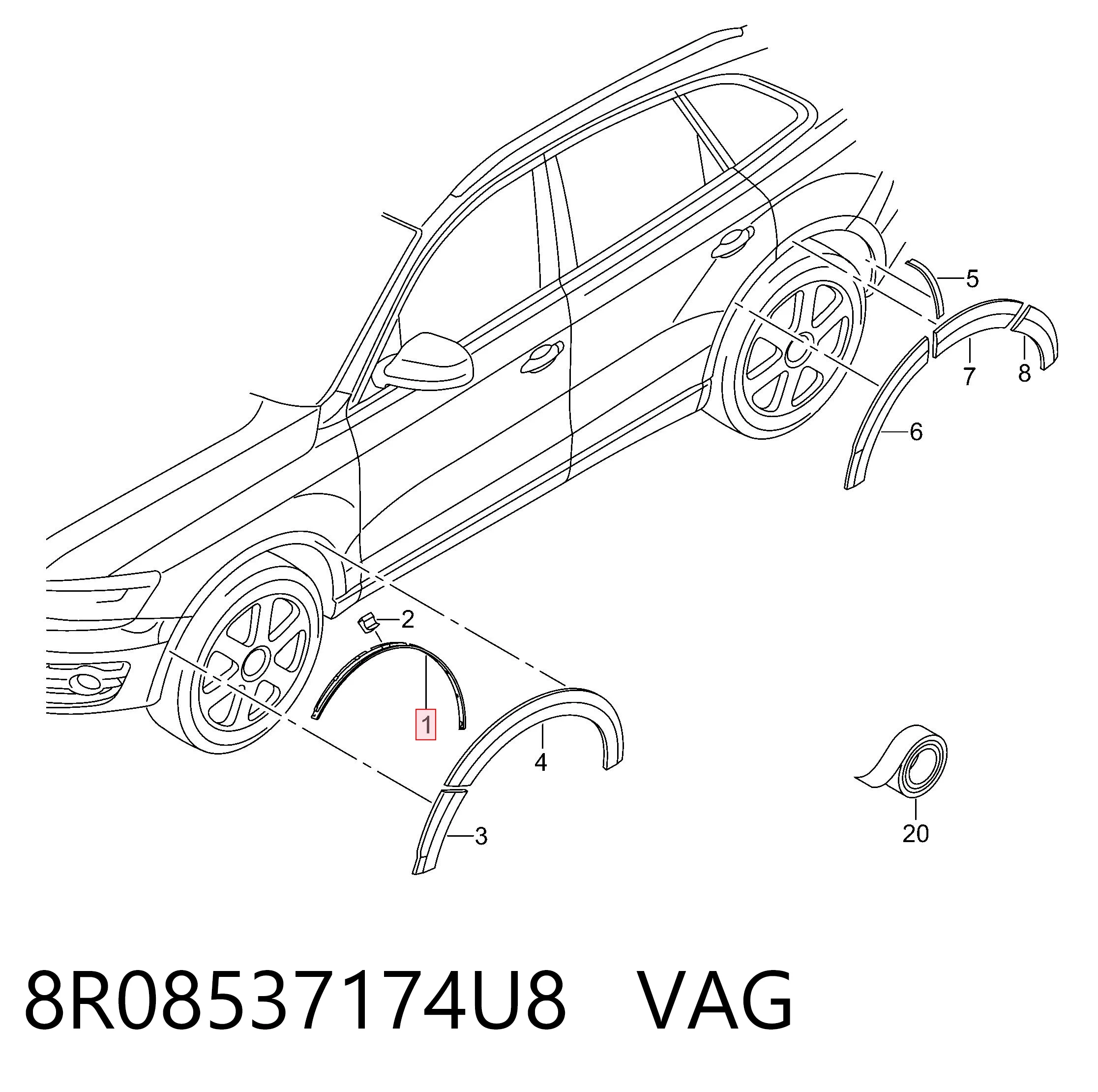Comprar 8R08537174U8 VAG Extensión de aleta delantera izquierda