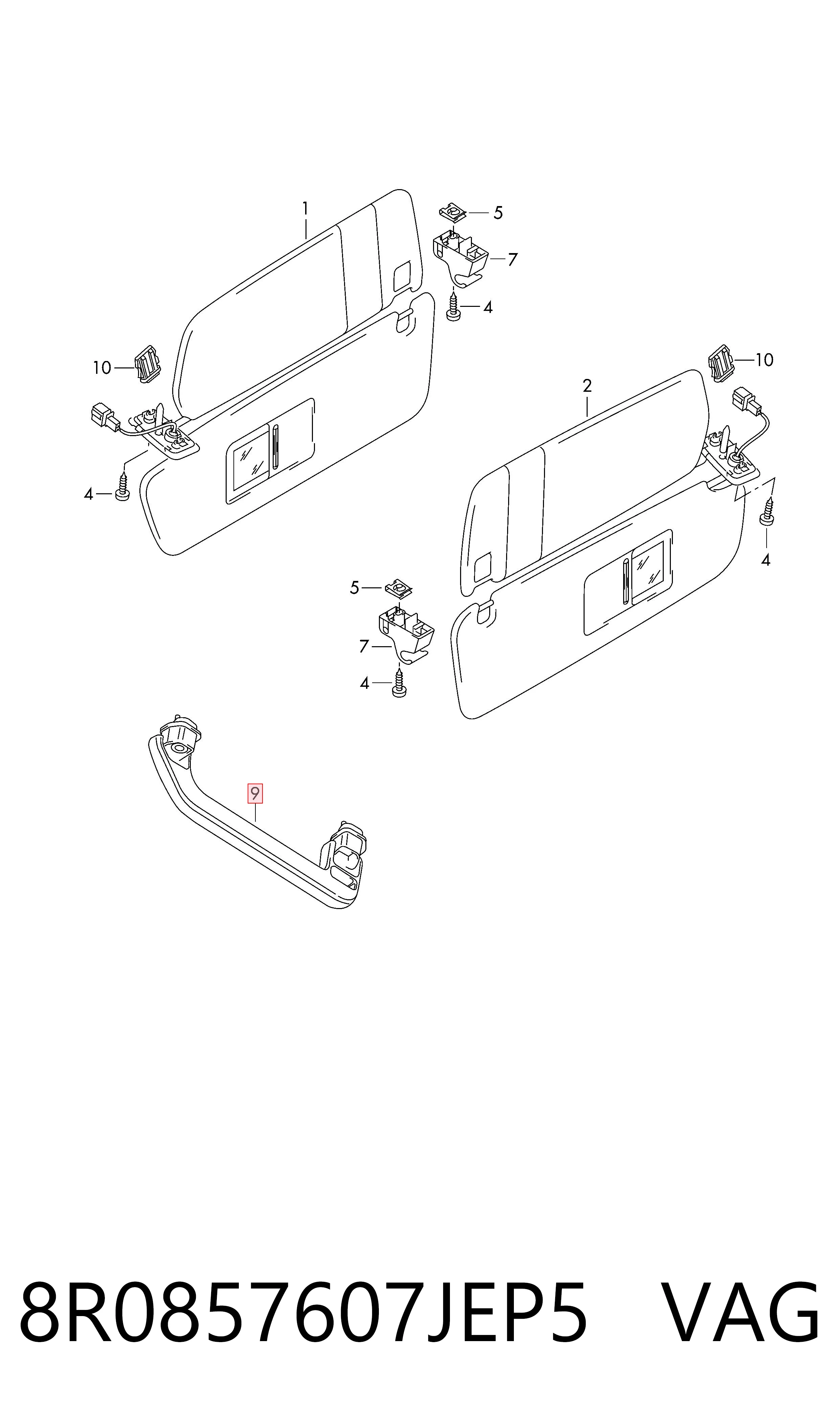8R0857607JEP5 VAG Asa de techo