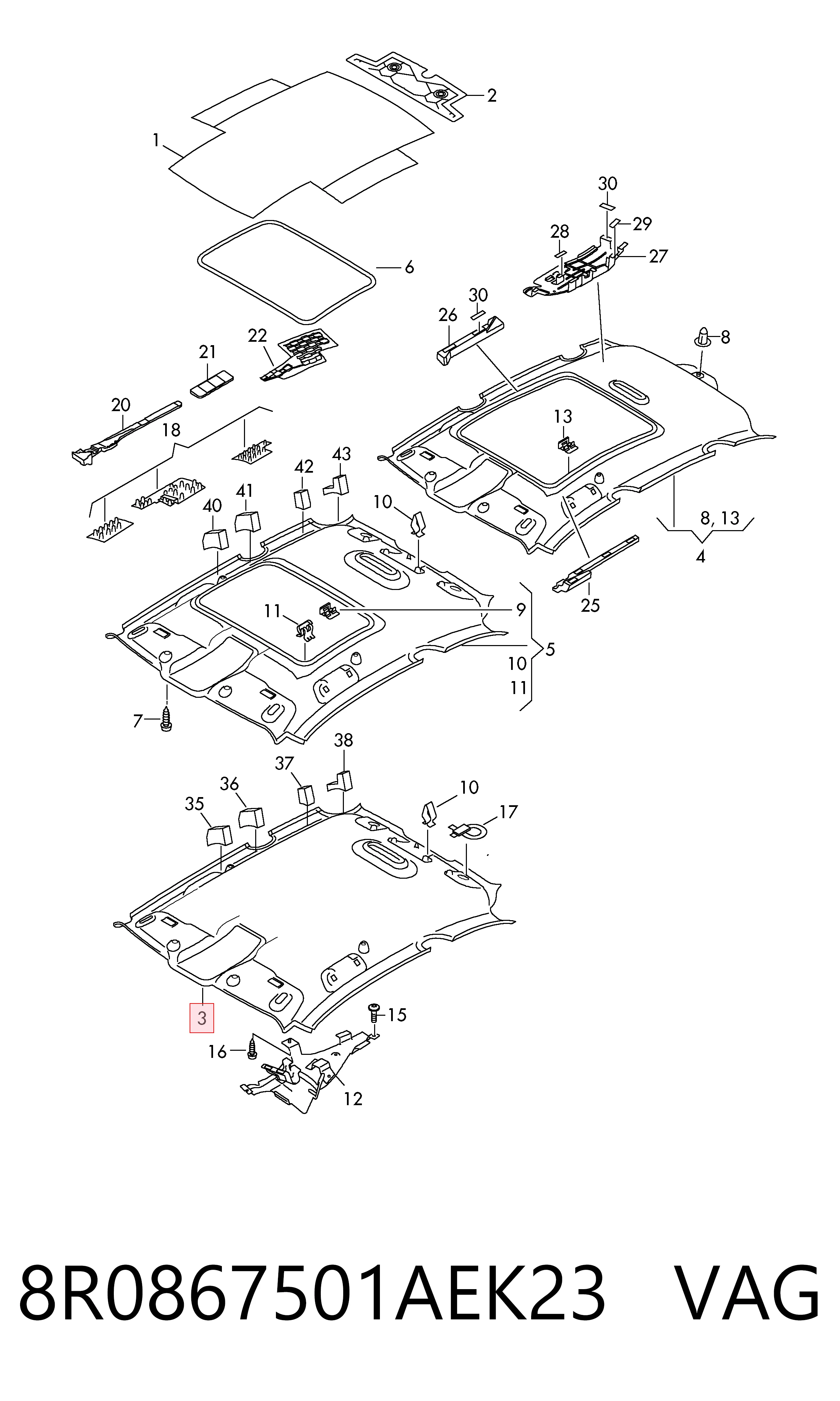 Techo interior para Audi Q5 8RB