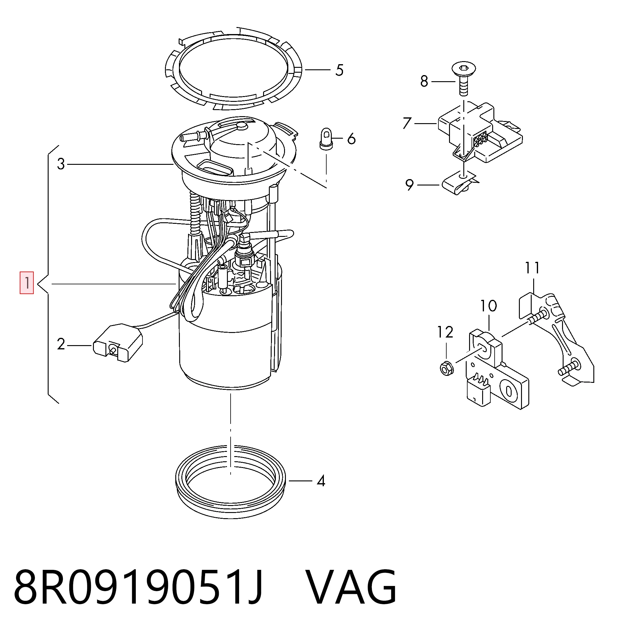 8R0919051J VAG Módulo de alimentación de combustible