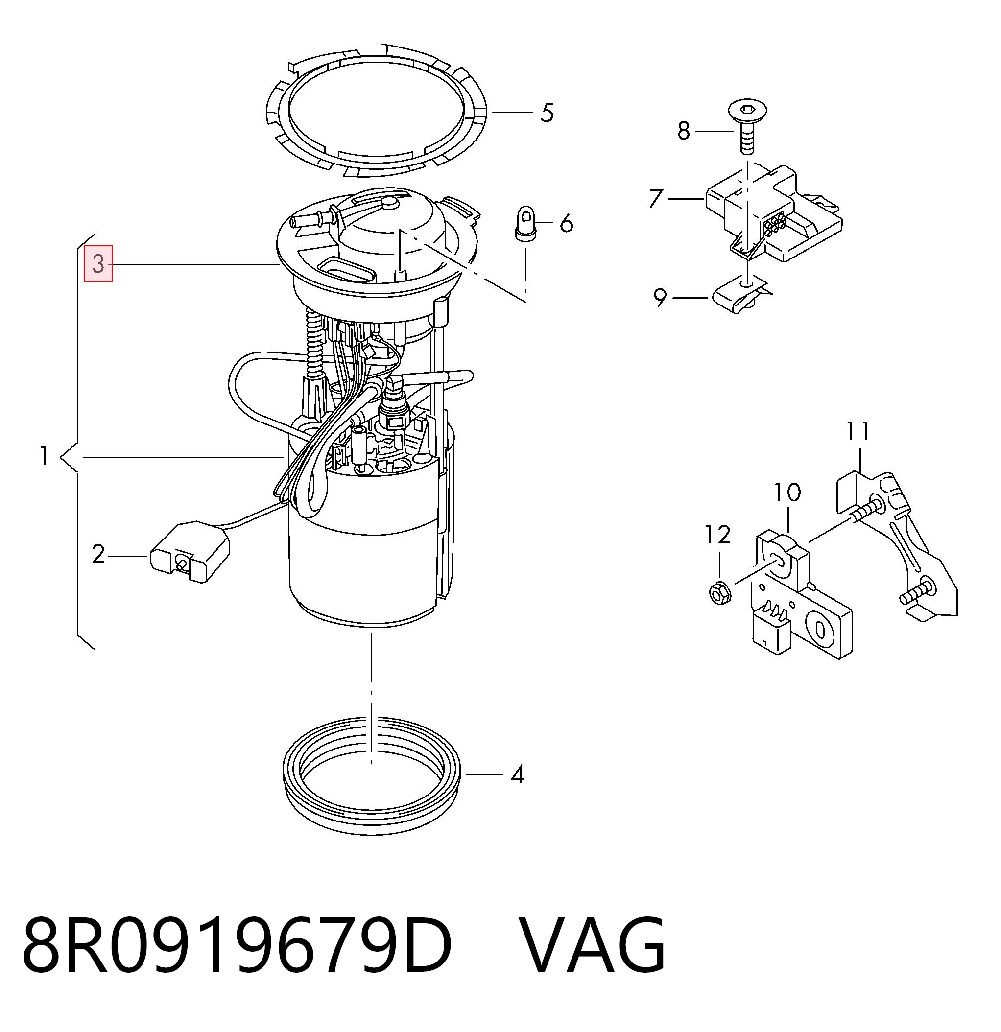 Filtro de combustible VAG 8R0919679D