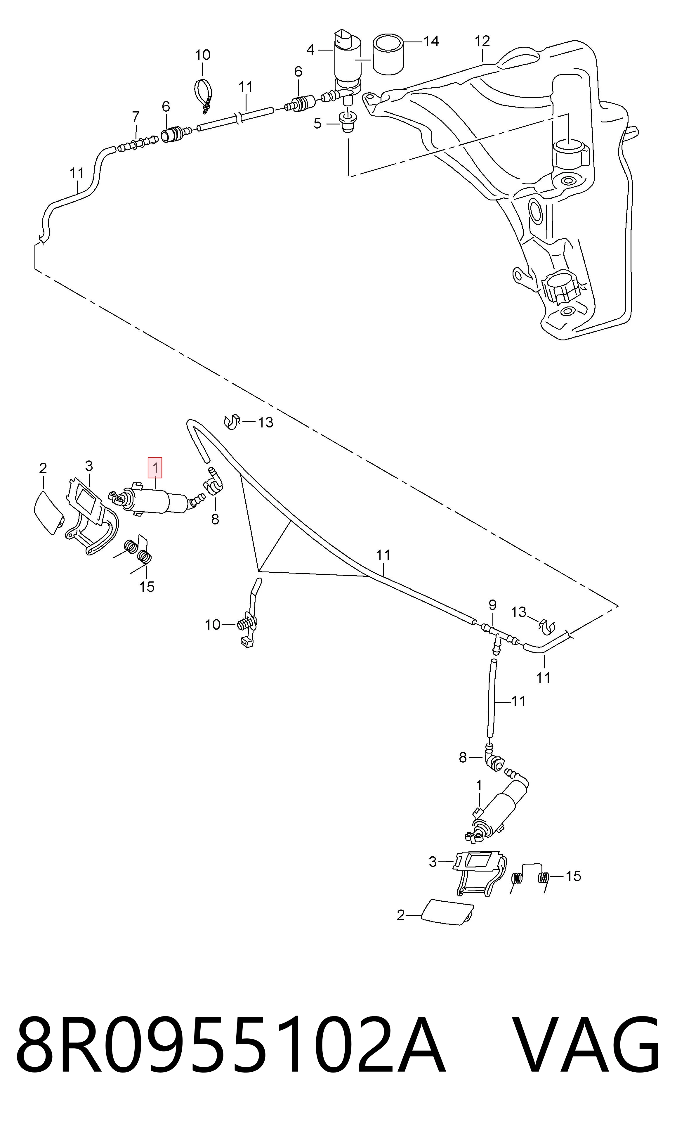 Comprar 8R0955102A VAG Soporte de inyector del lavafaros (cilindro elevador)